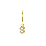 925 Silber Alphabet Buchstabe Ohrring - S Gold