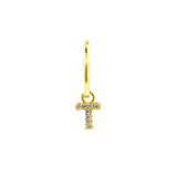 925 Silber-Alphabet Buchstaben-Ohrring - T Gold