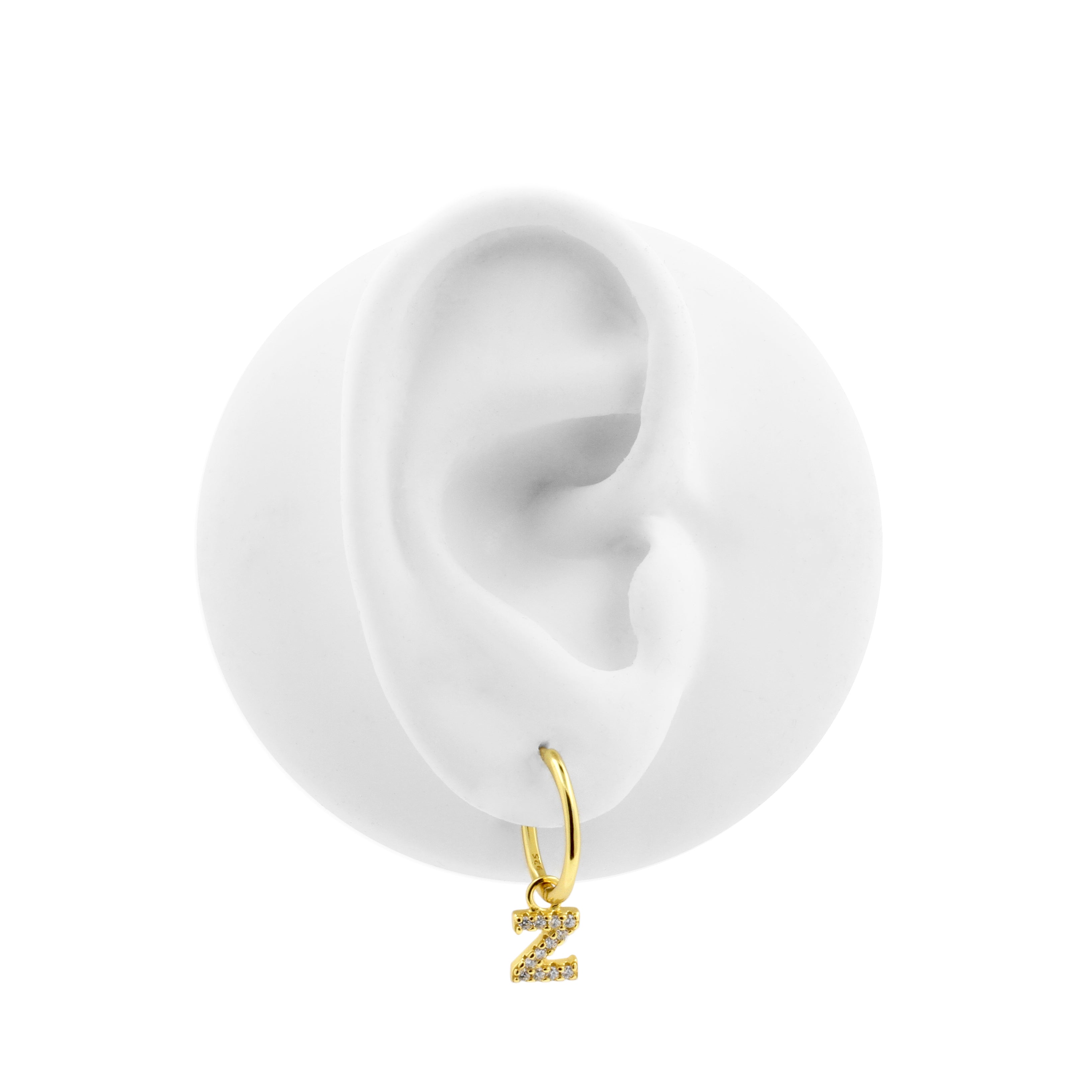 925 Zilver Alfabet Letter Oorbel - Z Goud