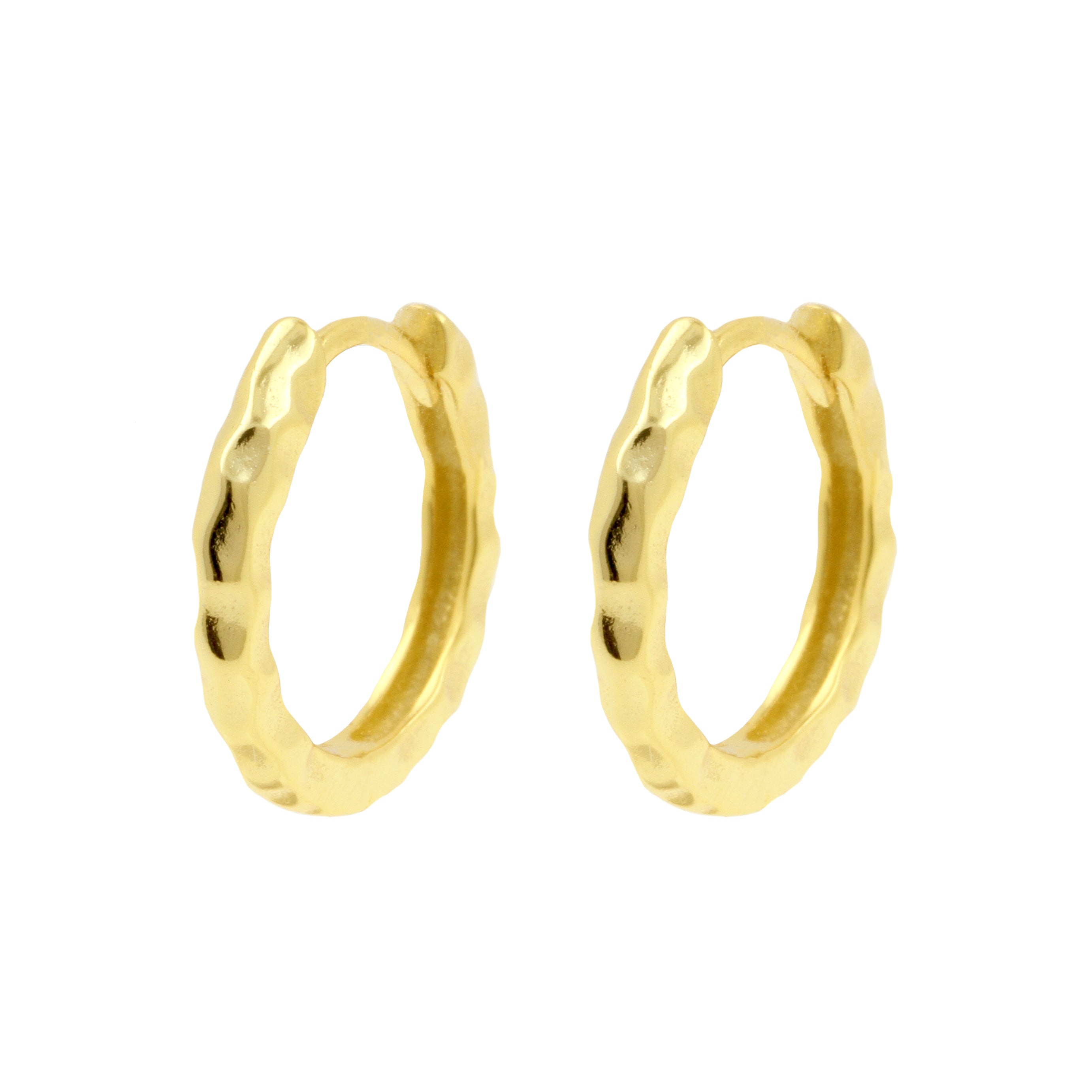 925 Silver Ear Hoops - Organic Ring - Gold