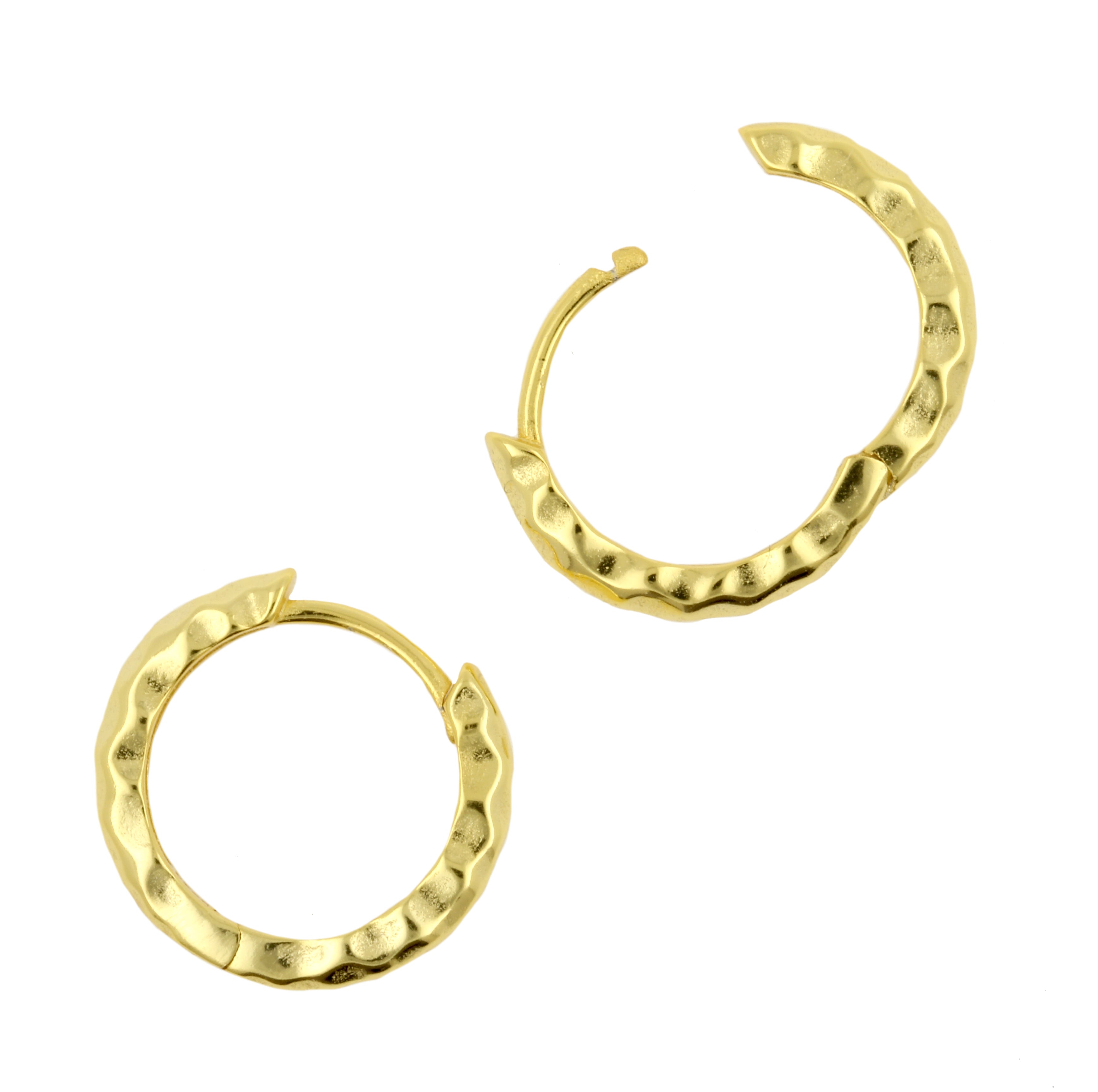 925 Silver Ear Hoops - Organic Ring - Gold