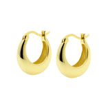 925 Silber Creolen - Glatter Halbmond Gold