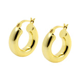 925 Silber Creolen - Glatter Ring Gold