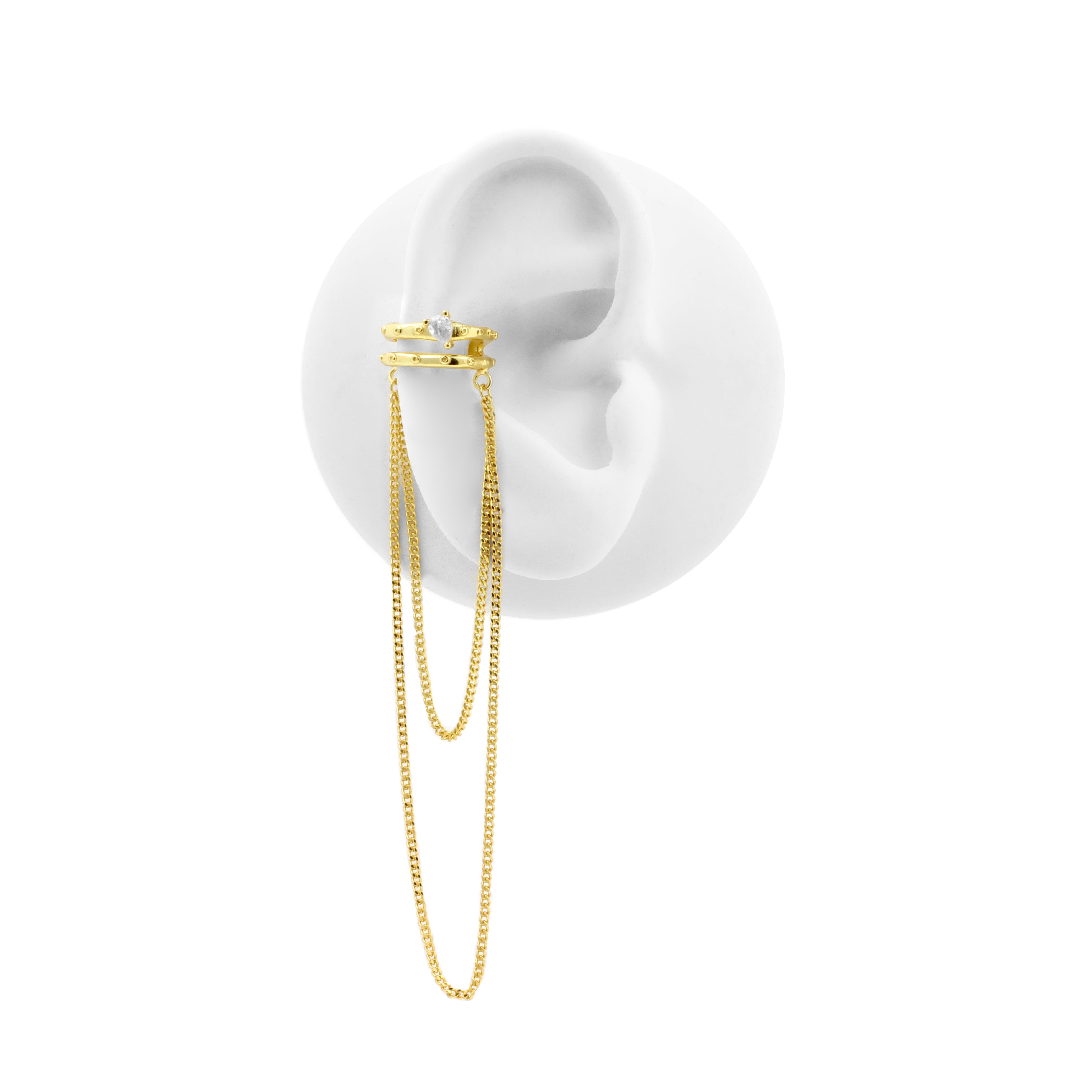 925 Zilver Oor Cuff - Loop And Chain Goud