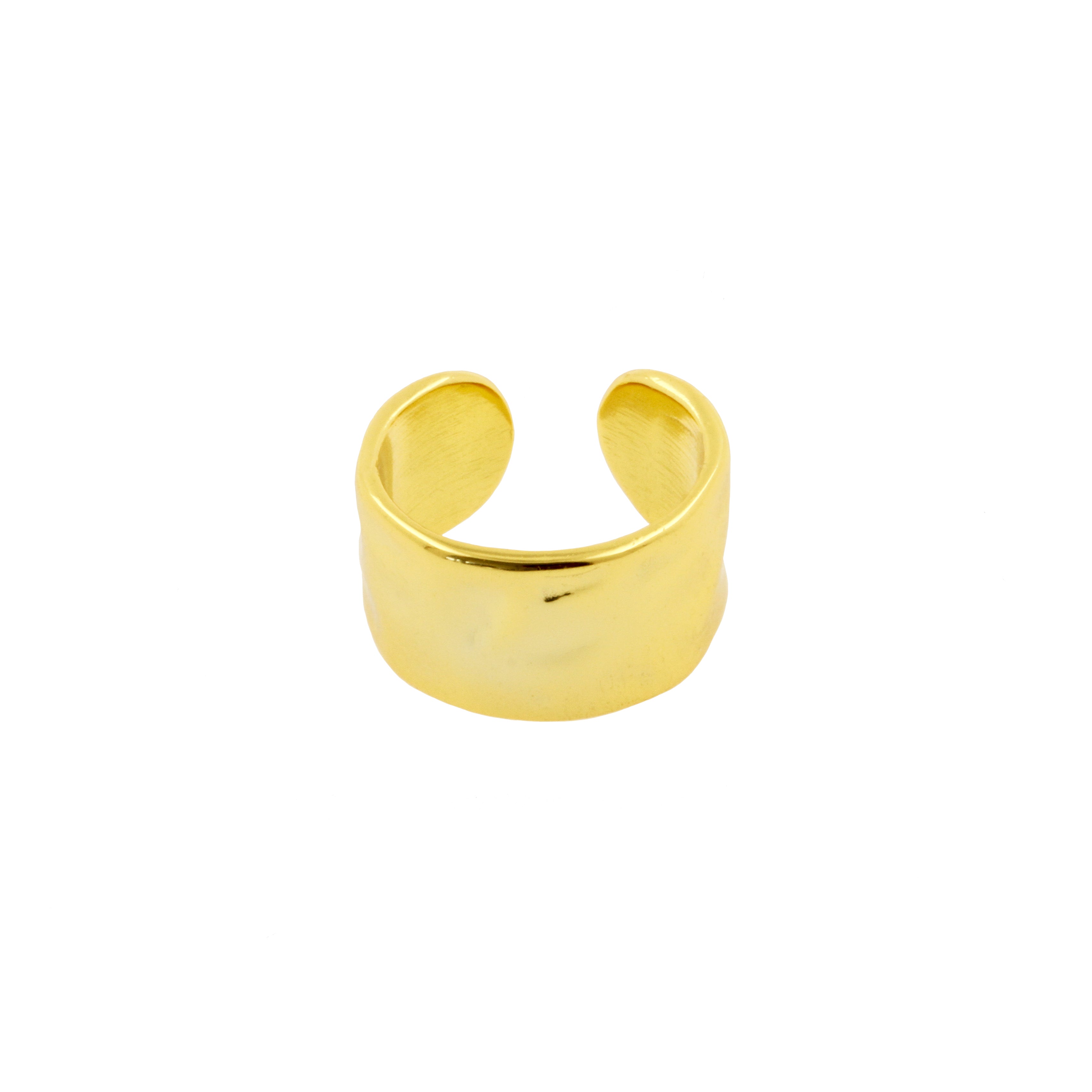 925 Zilver Oor Cuff - Organic Wide Goud