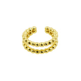 925 Silber Ohr-Cuff – Doppelte Ringe mit Punkten Gold