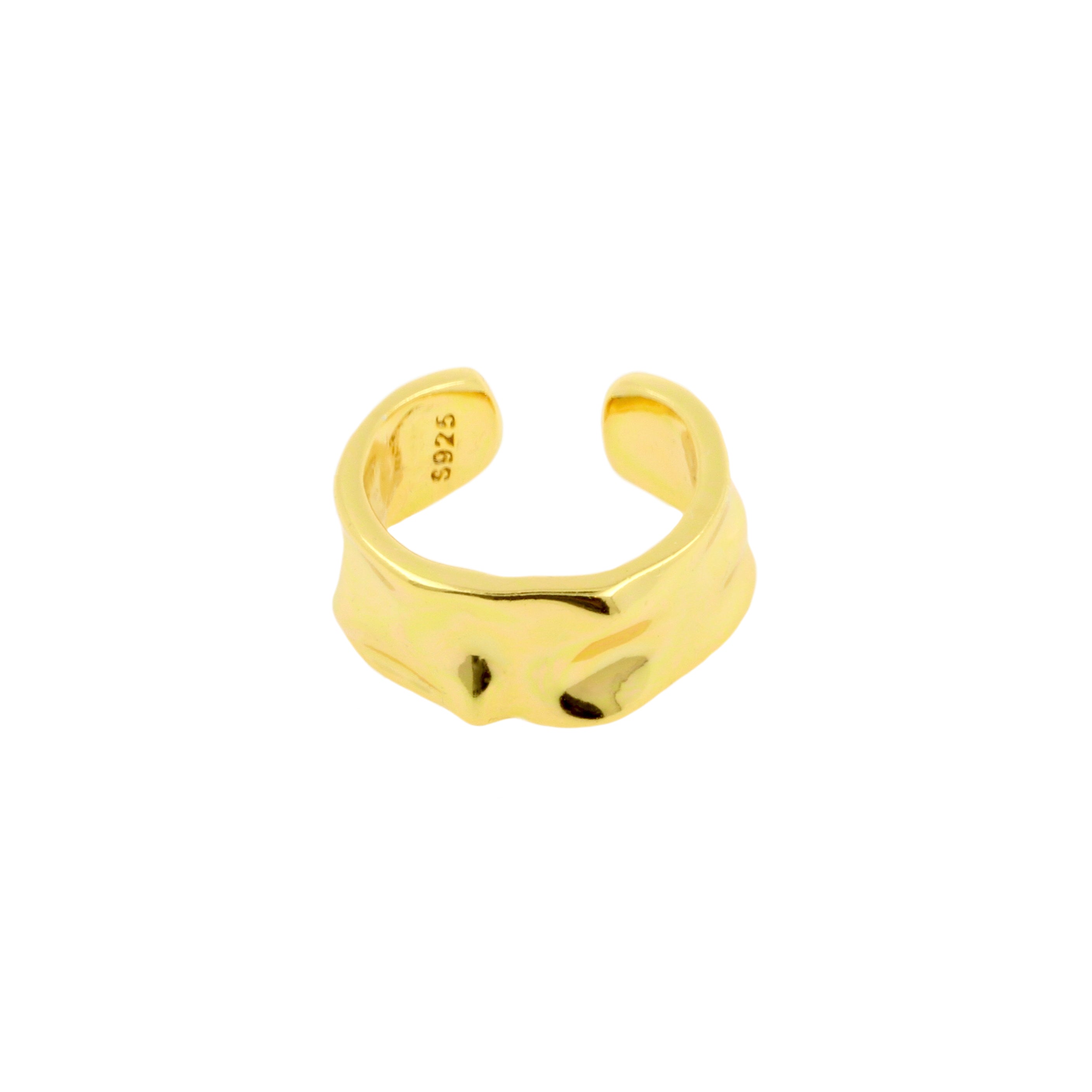 925 Silver Ear Cuff - Organic Band - Gold