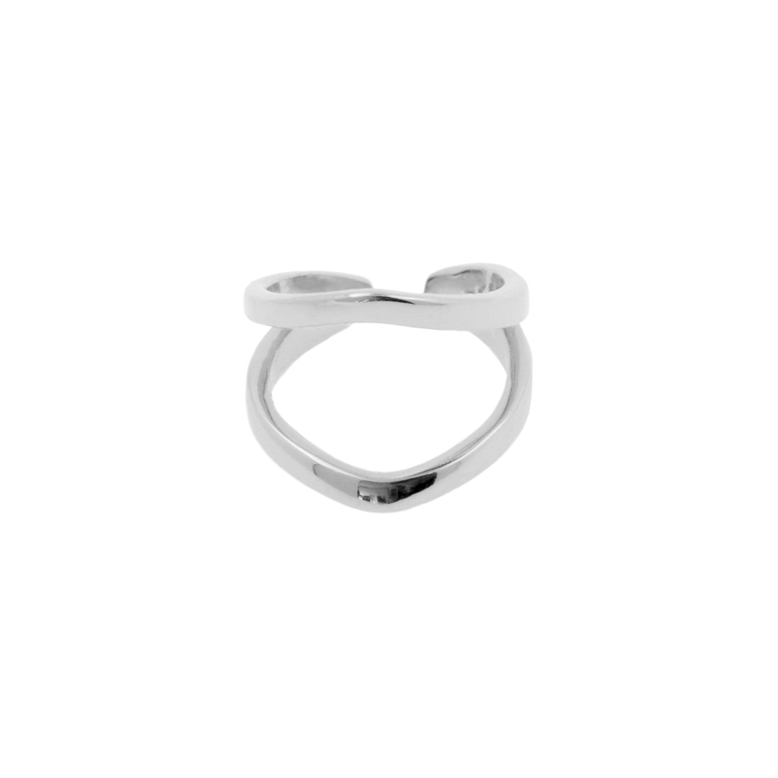 925 Silver Ear Cuff - Double Ellipse - Silver