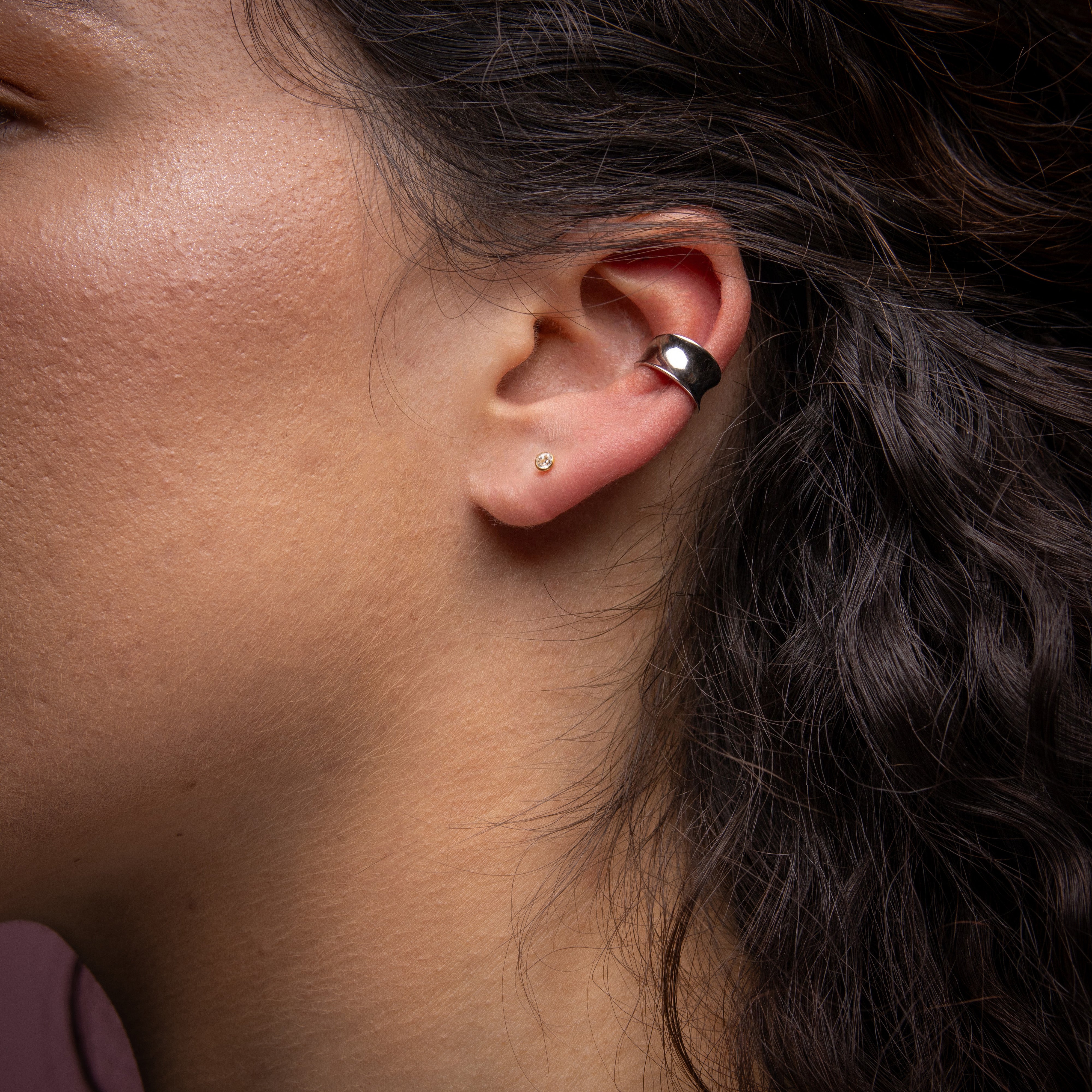 925 Silver Ear Cuff - Concave - Silver