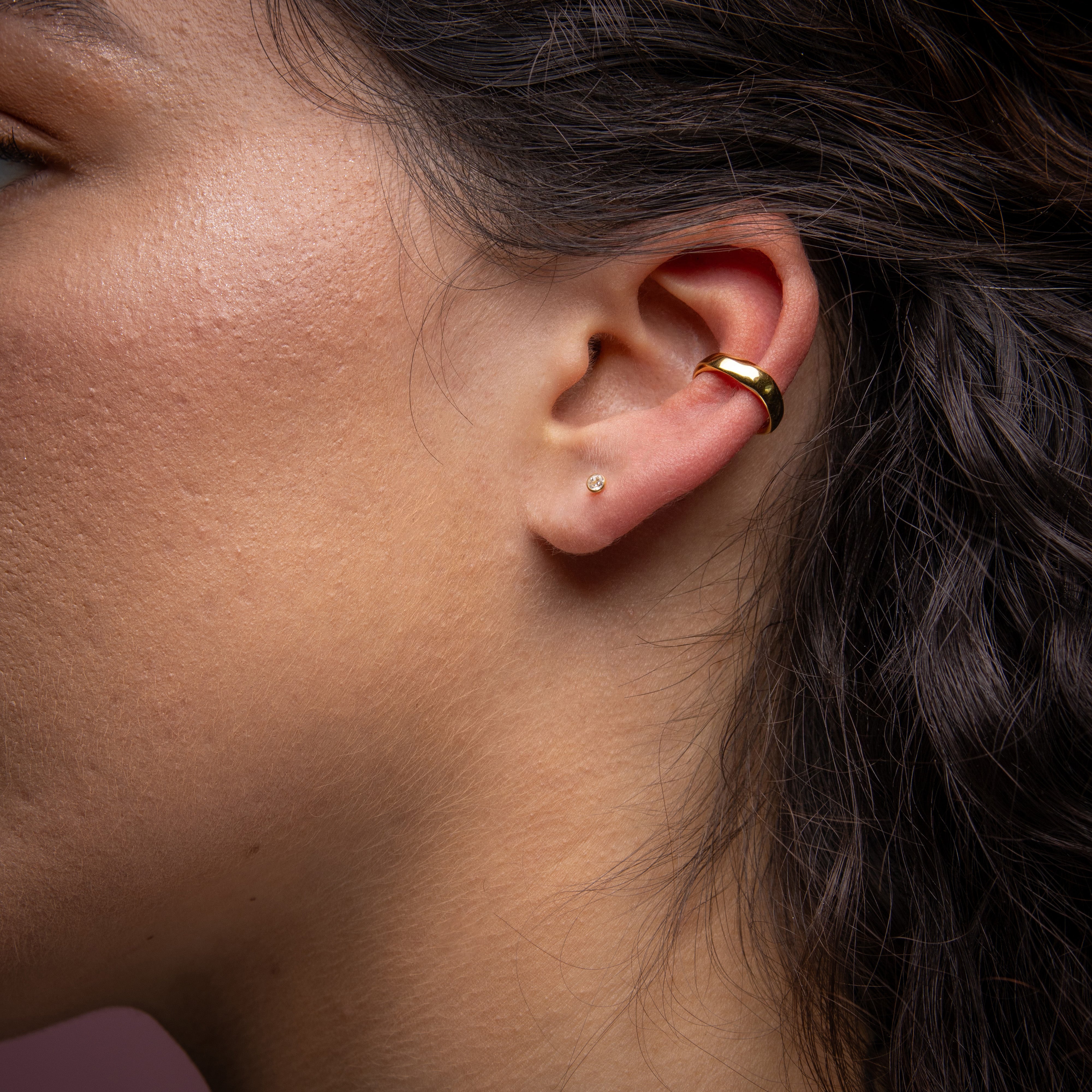 925 Silver Ear Cuff - Organic Small - Gold