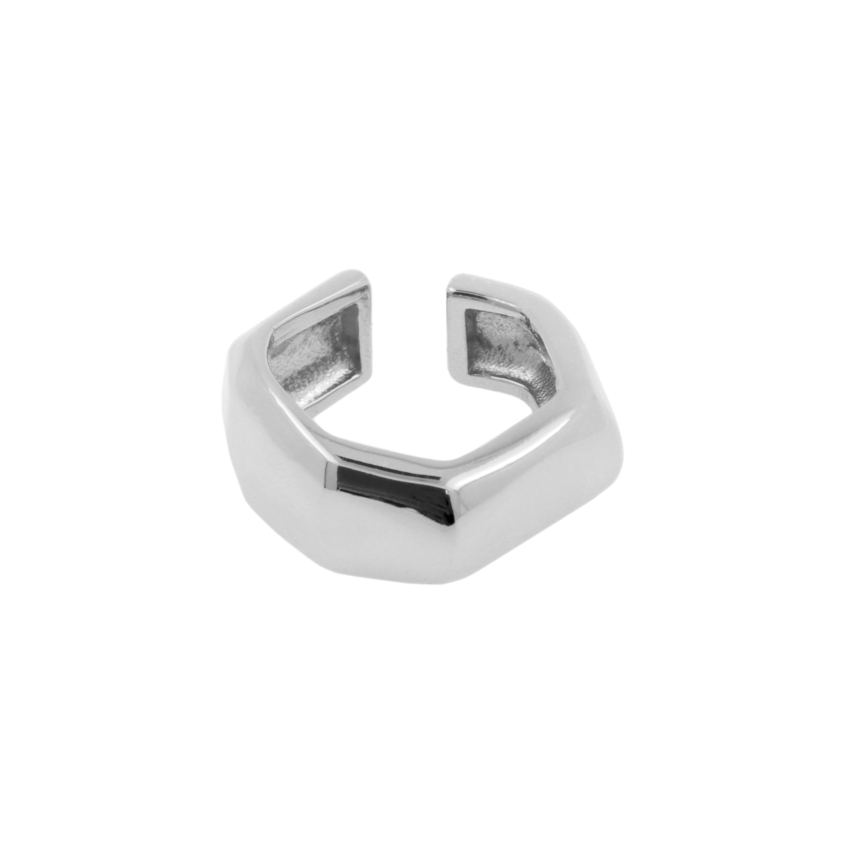 925 Silver Ear Cuff - Organic Hexagon - Silver