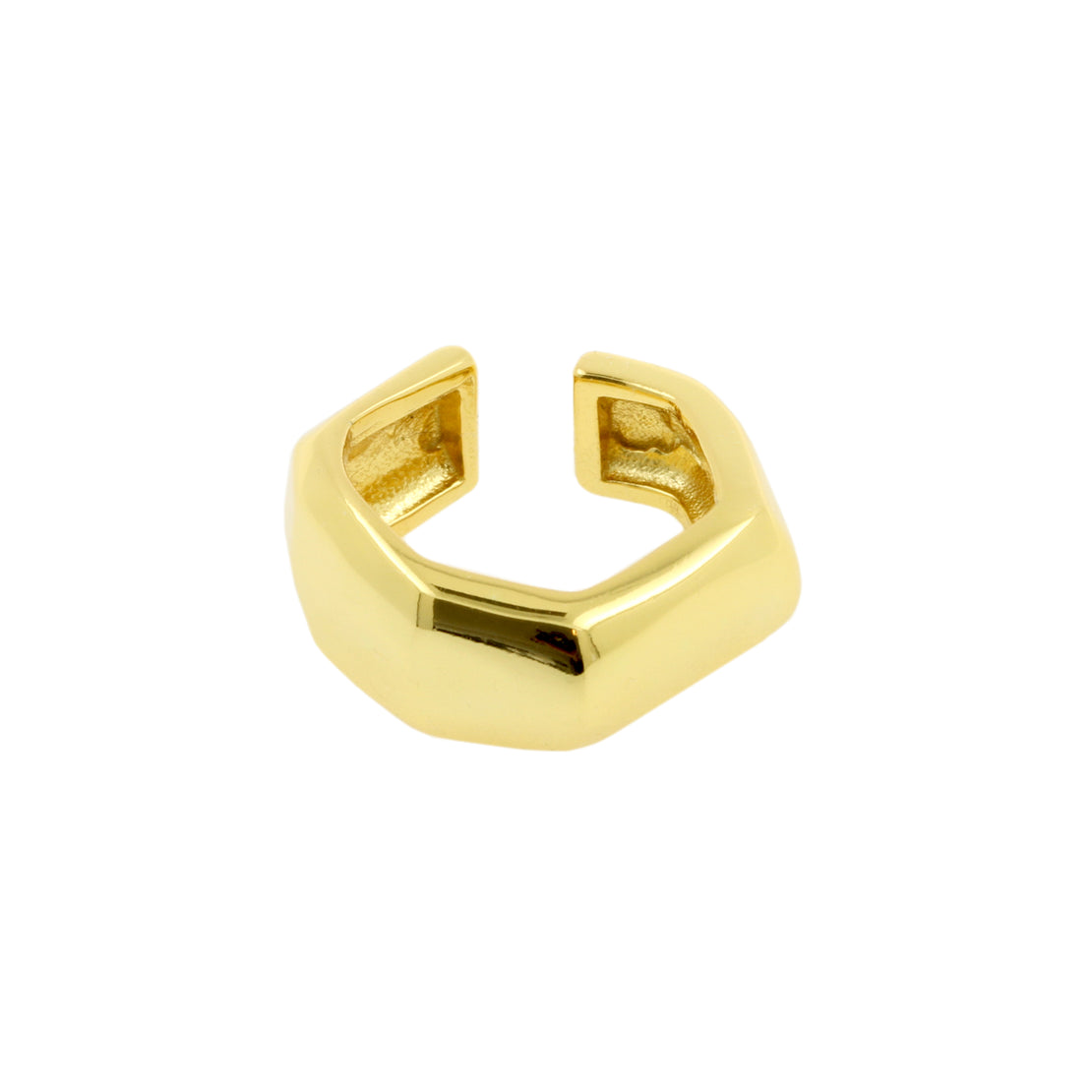 925 Silver Ear Cuff - Organic Hexagon - Gold