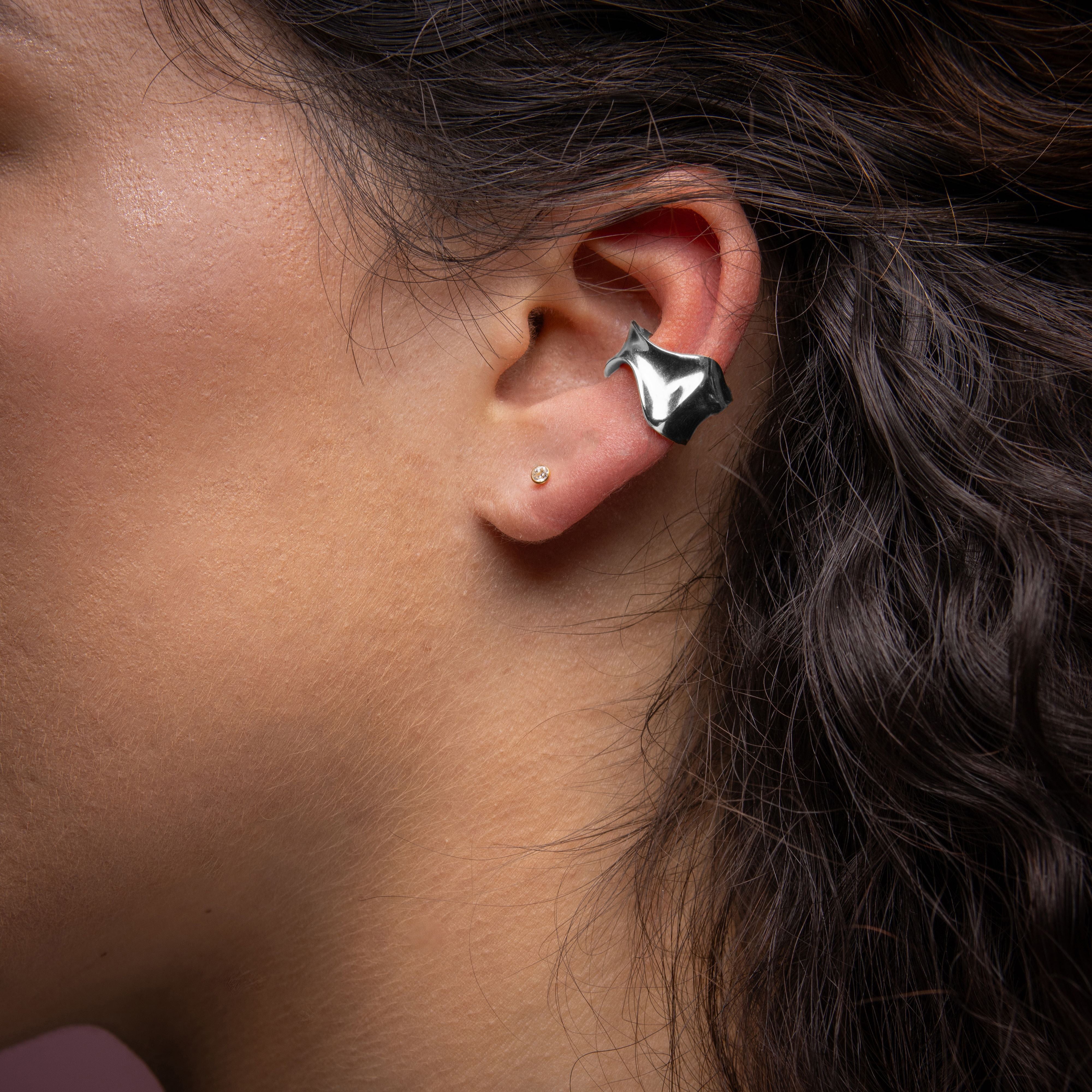 925 Silver Ear Cuff - Organic Twist - Silver