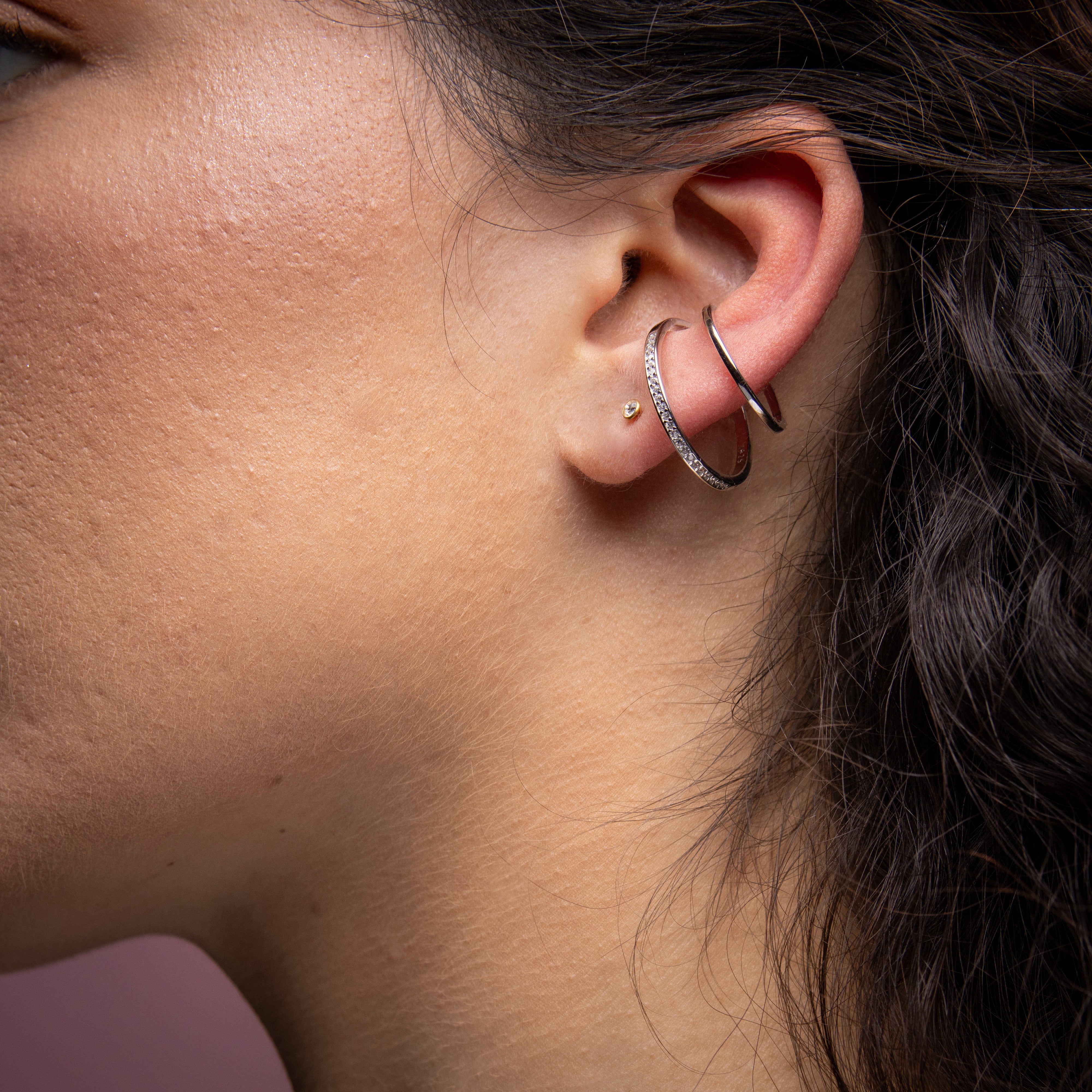 925 Zilver Oor Cuff - Zirconia Loop - Zilver