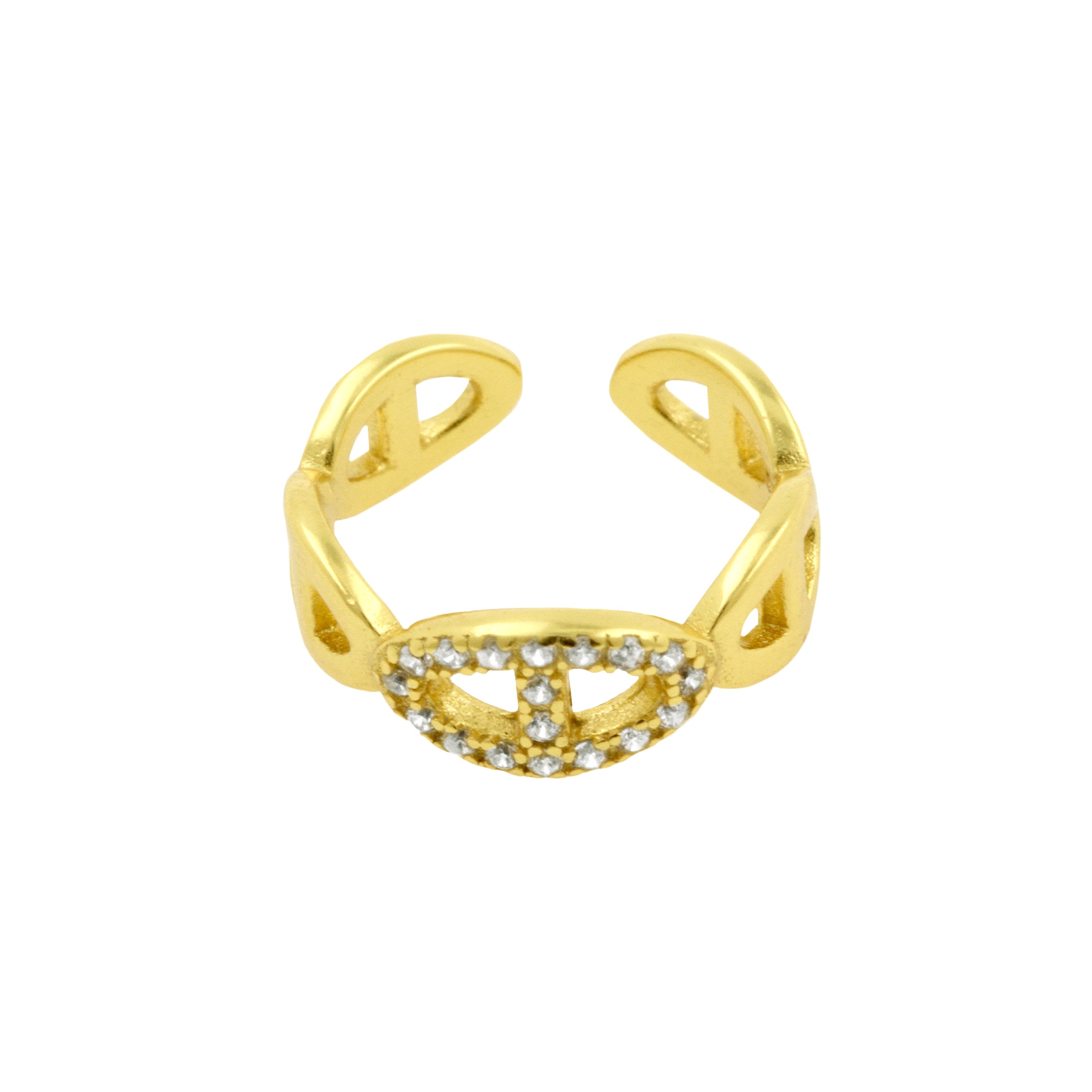 925 Zilver Oor Cuff - Zirconia Chain - Goud