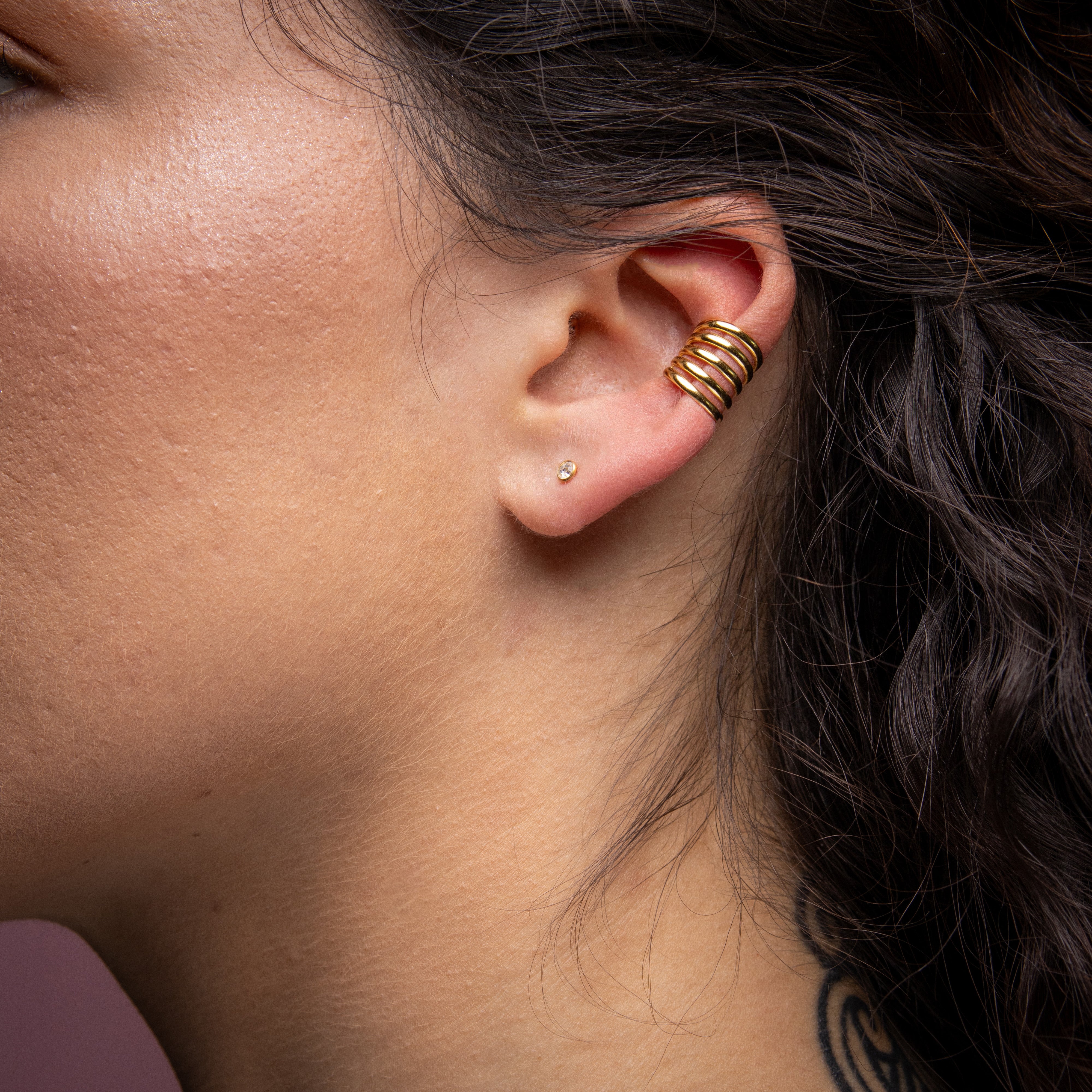 925 Zilver Oor Cuff - Ring Stack - Goud