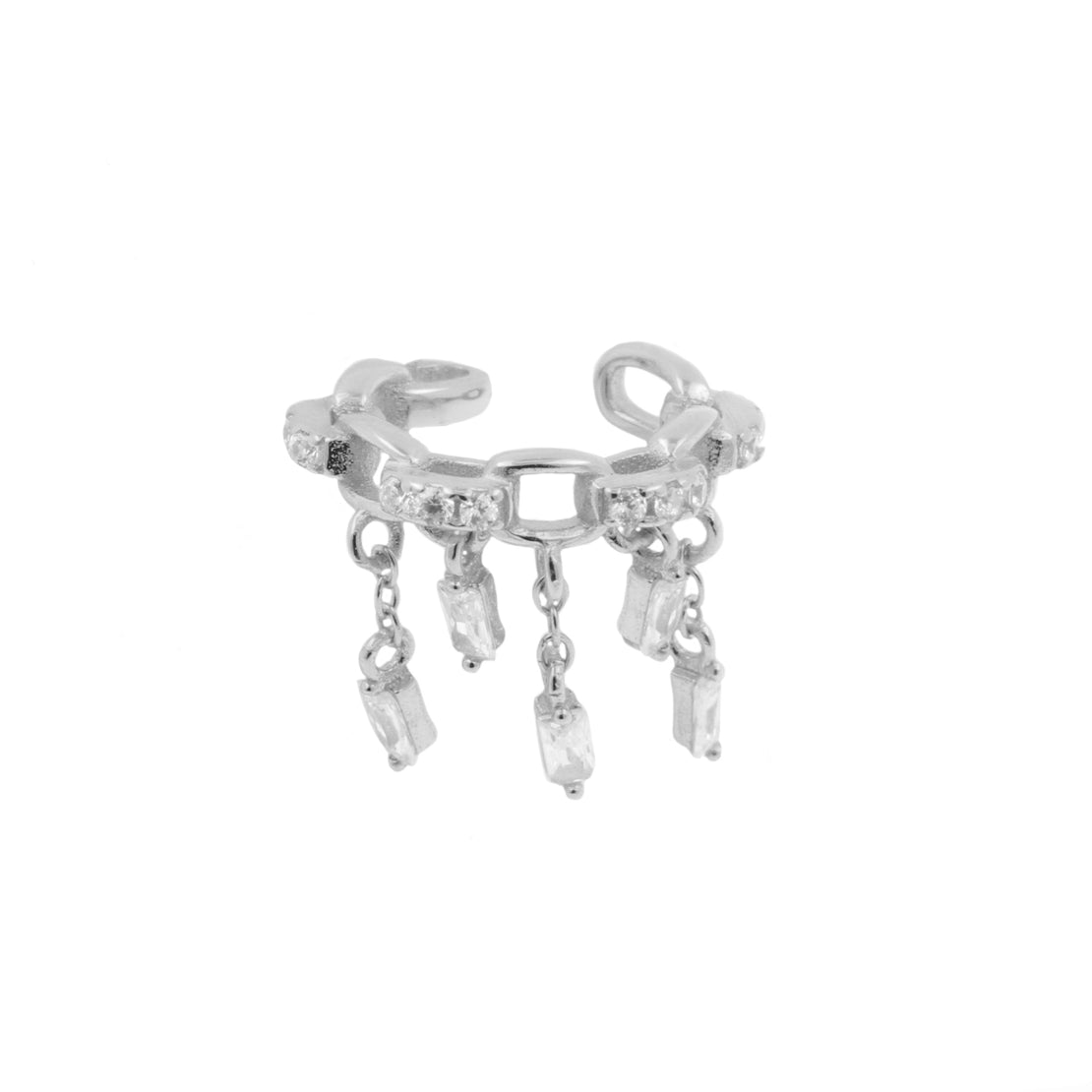 925 Silver Ear Cuff - Jewel Chain - Silver