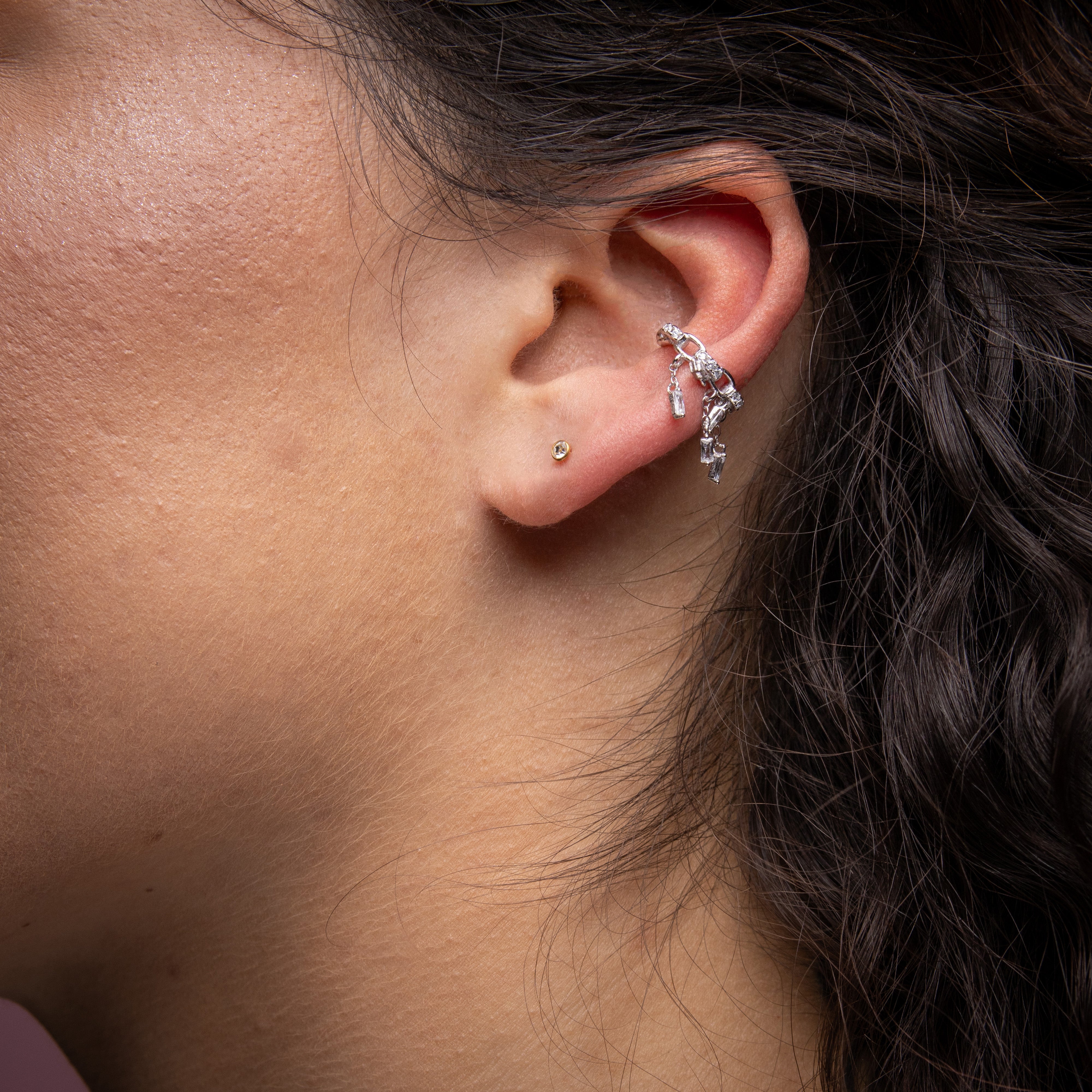 925 Silver Ear Cuff - Jewel Chain - Silver