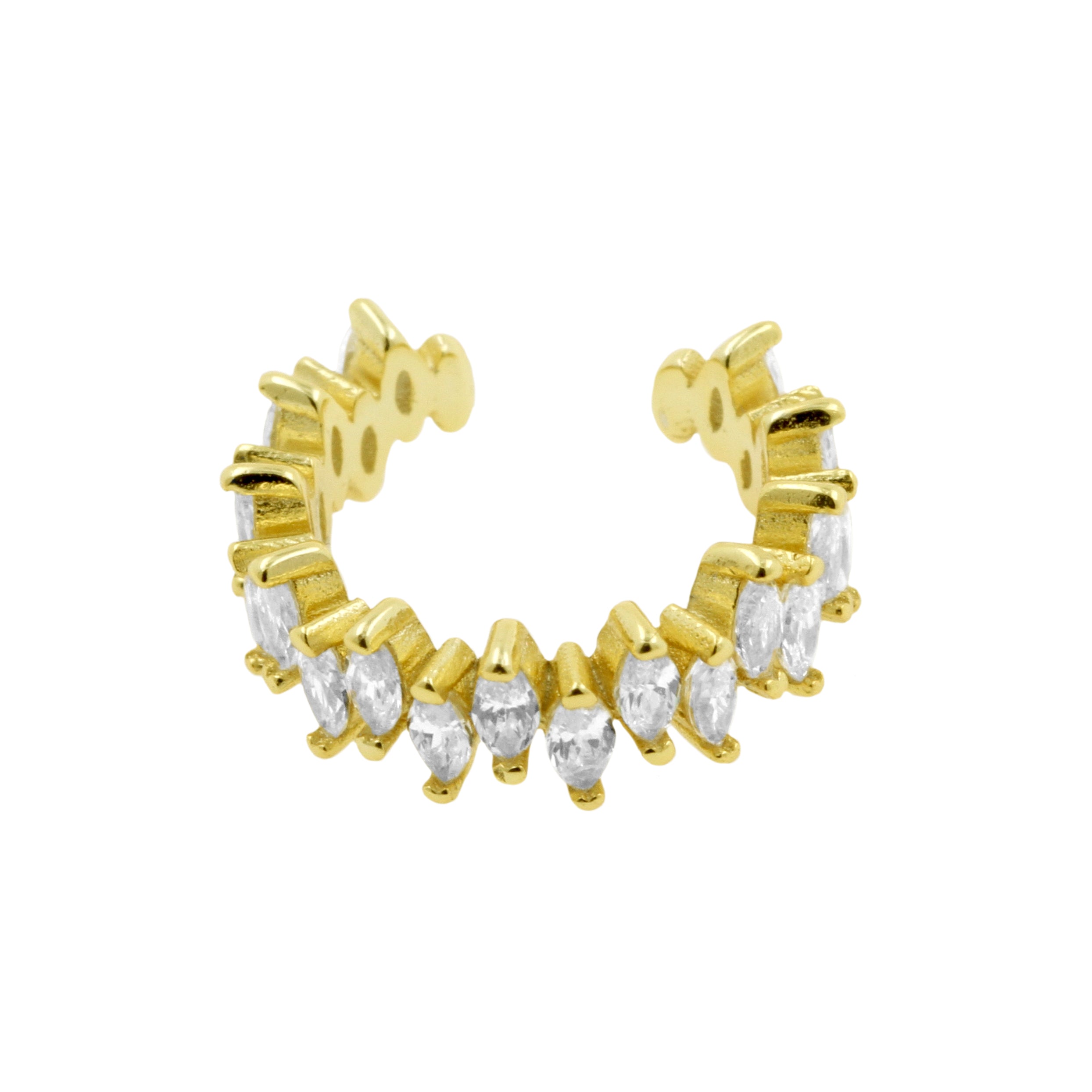 925 Zilver Oor Cuff - Zirconia Rays - Goud