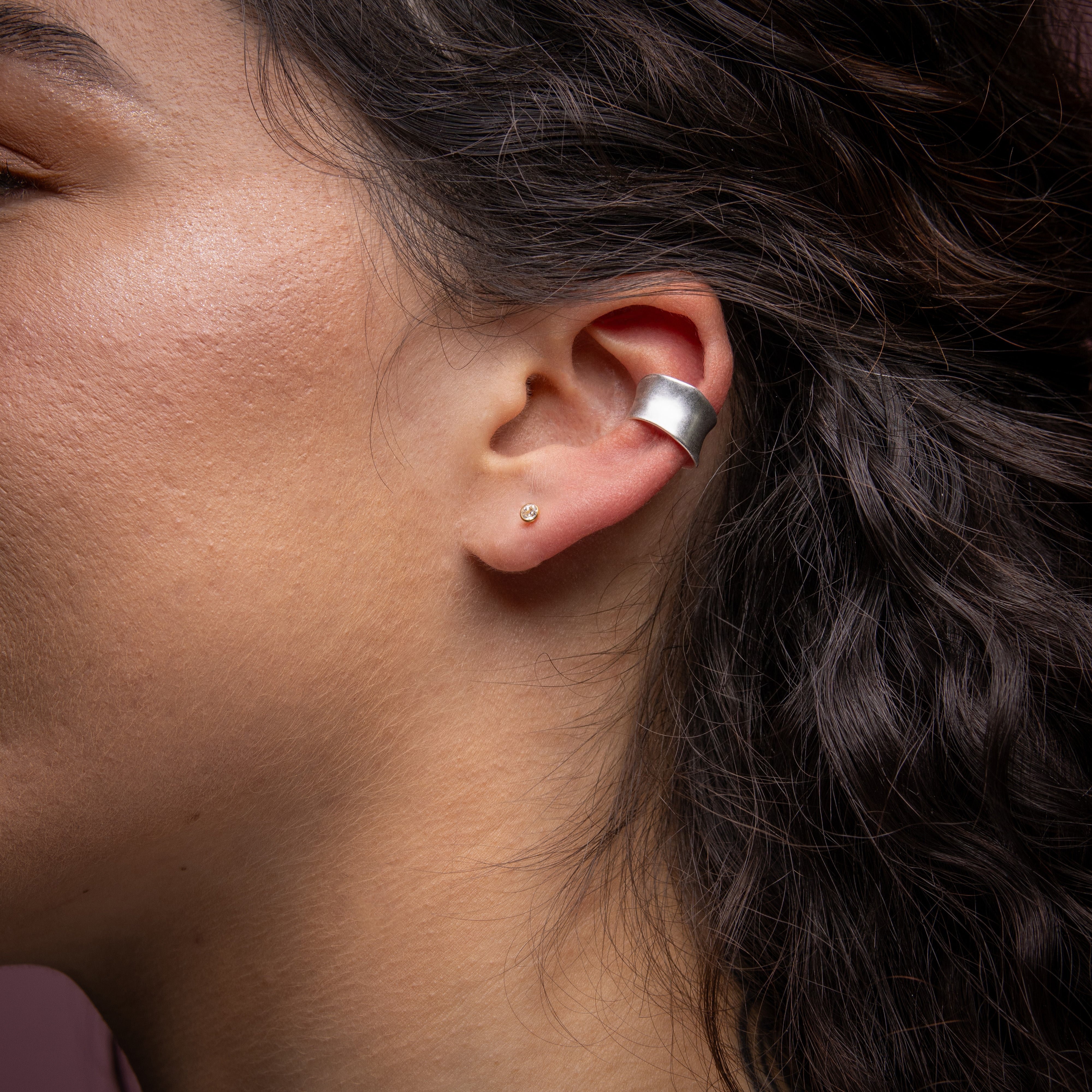 925 Silver Ear Cuff - Concave Band - Silver