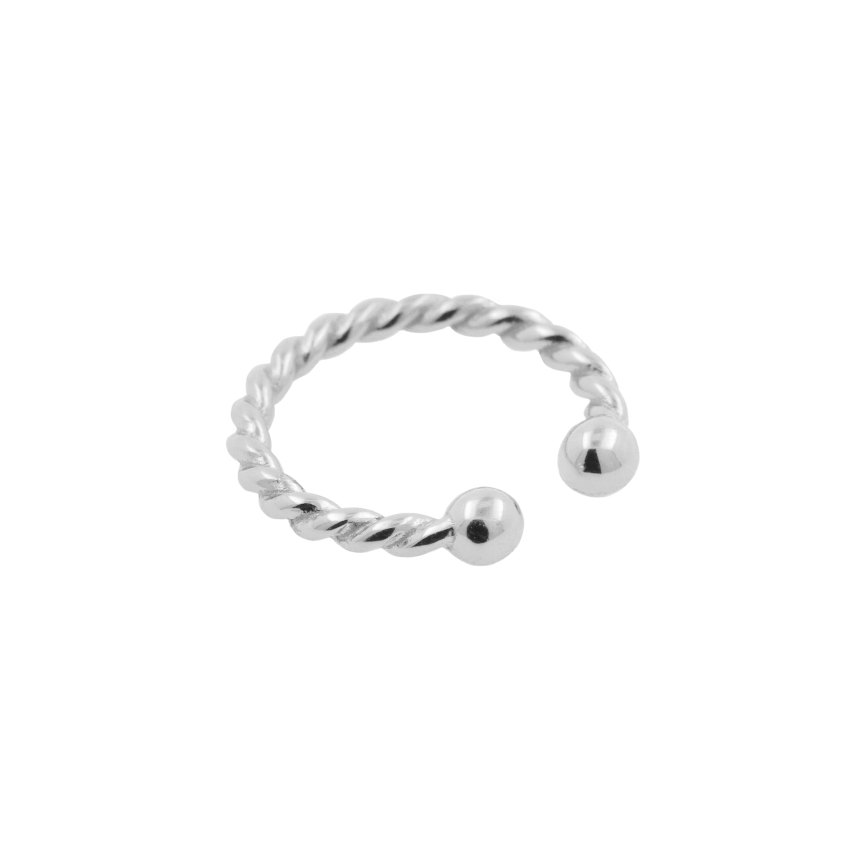 925 Silver Slip-On Cuff Ring - Twisted Silver