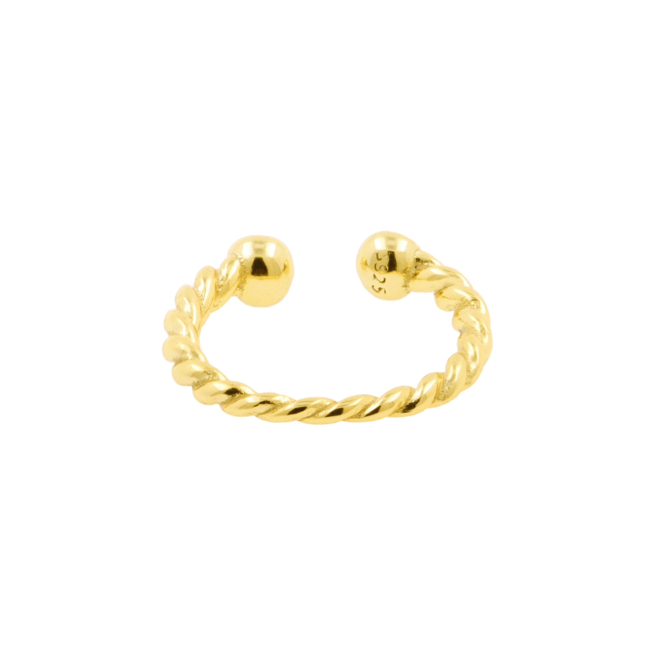 925 Silver Slip-On Cuff Ring - Twisted Gold