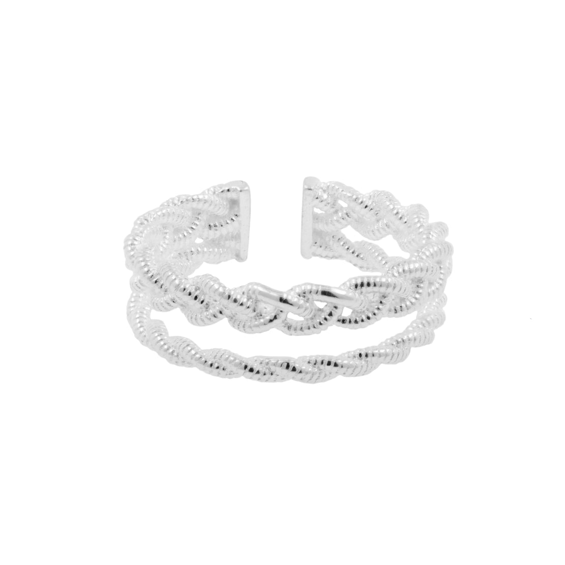 925 Silver Double Ear Cuff - Braided Silver