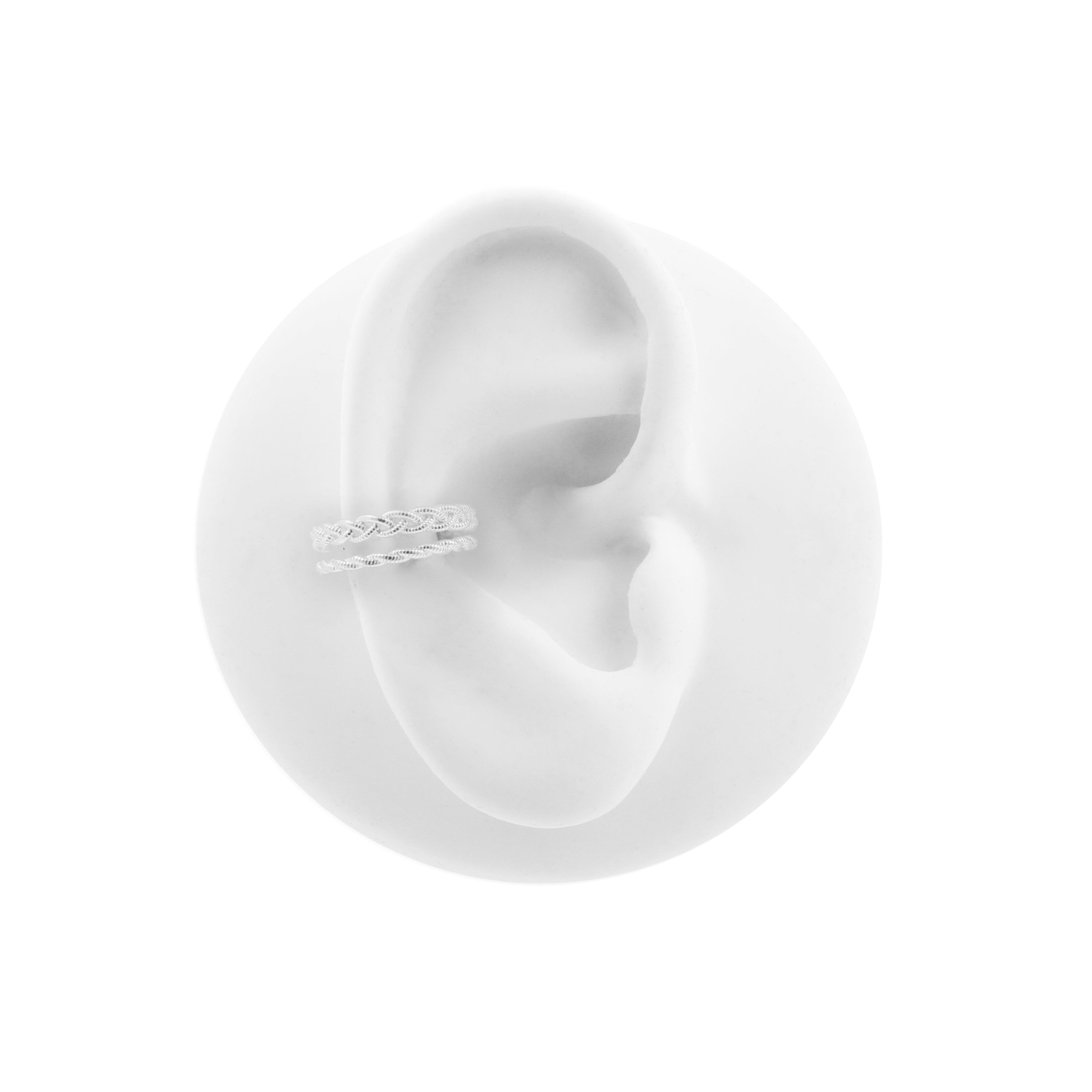 925 Silver Double Ear Cuff - Braided Silver