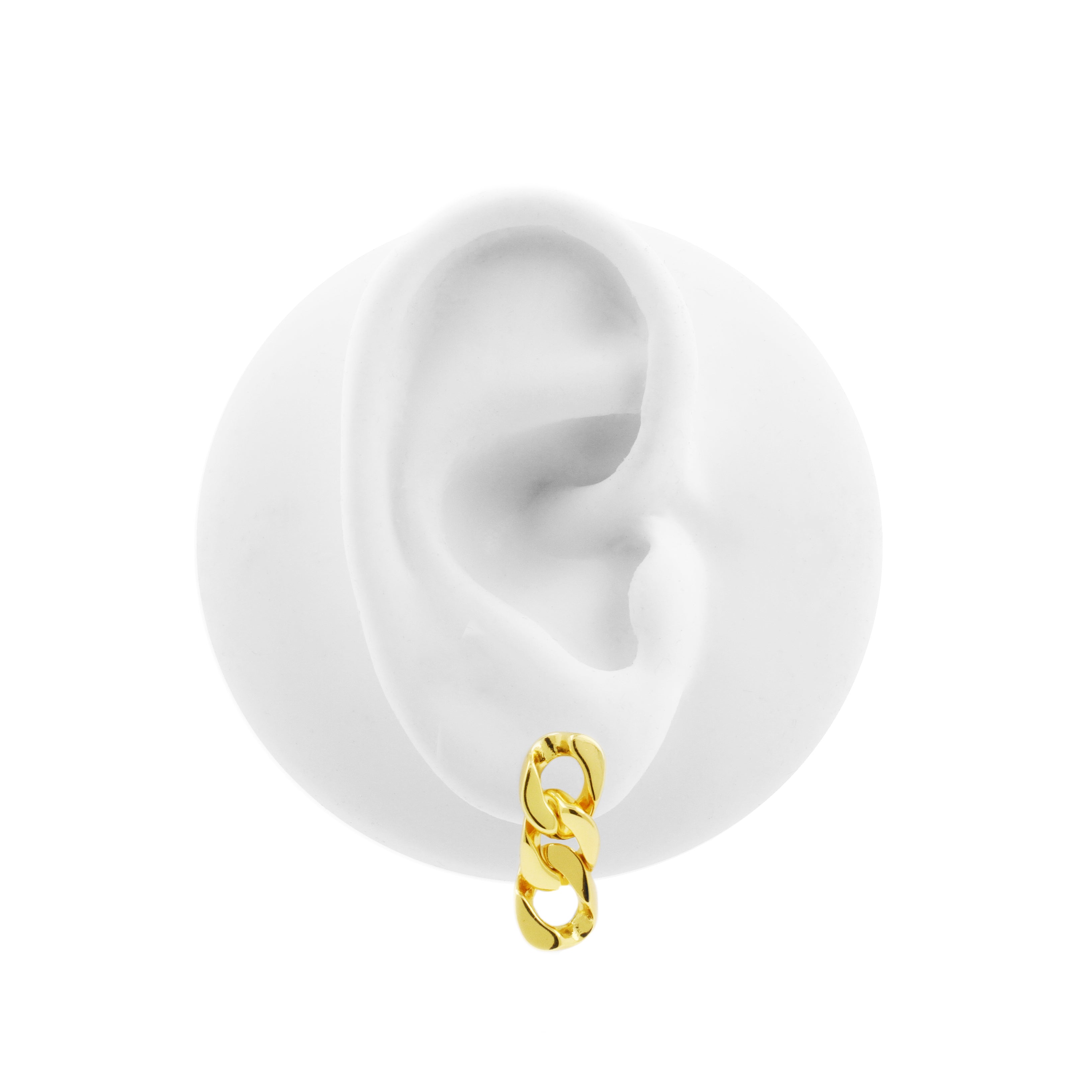 925 Zilver Oorsteker Hangers - Chain Links Goud