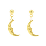 925 Silber Ohrstecker-Anhänger - Mond Gold