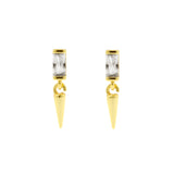 925 Silber Ohrstecker Anhänger - Edelstein Stud Gold