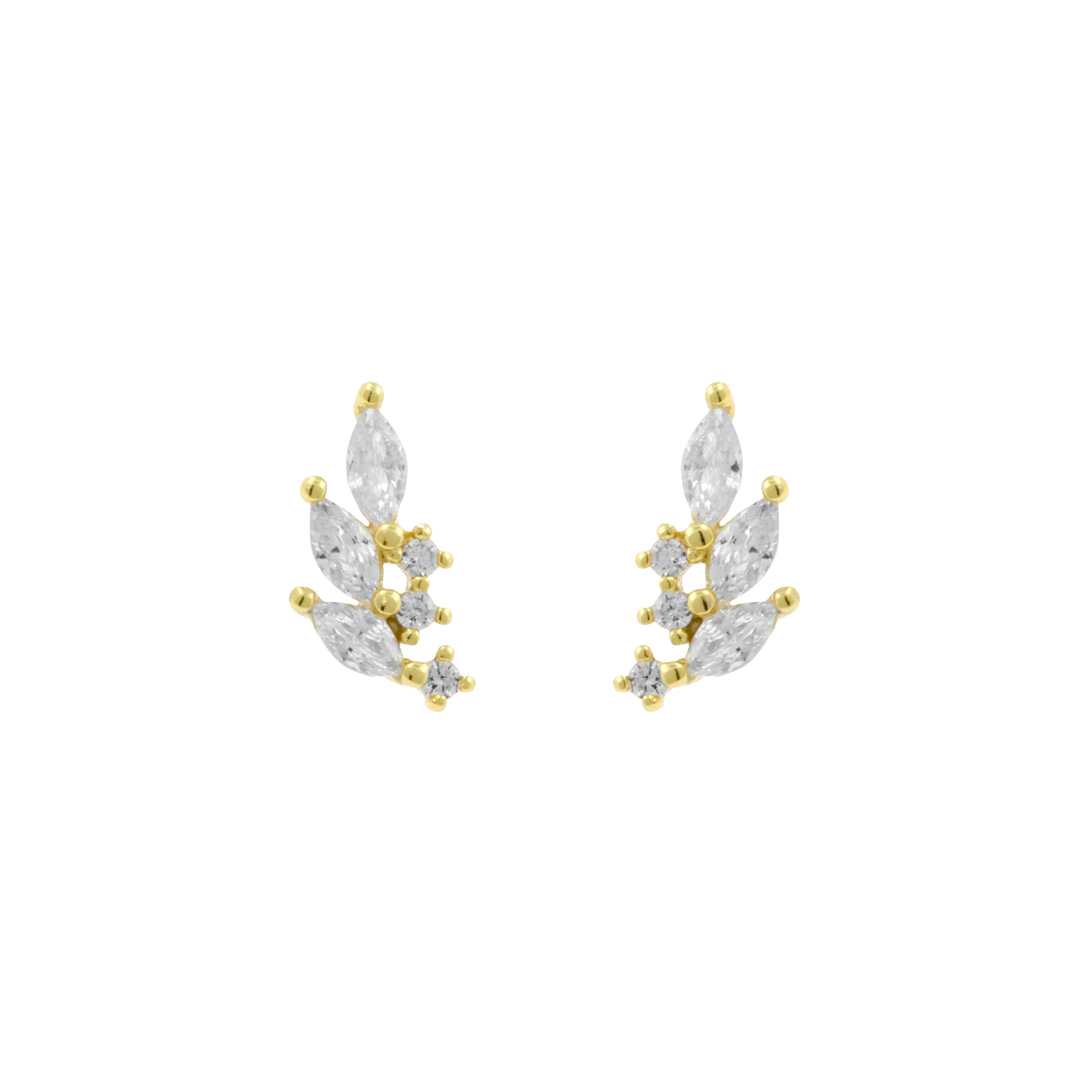 925 Silver Earstuds - Botanical - Gold
