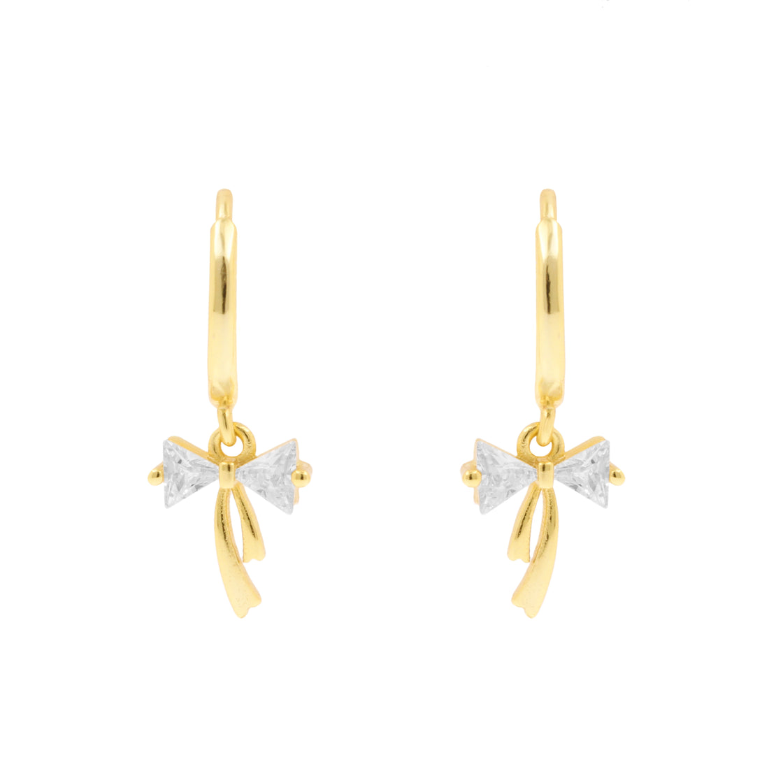925 Silver 925 Silver Ear Hoops - Bow Ties Gold