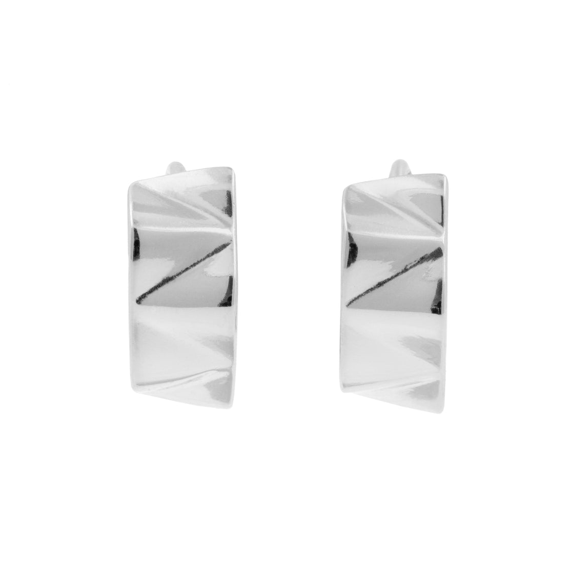 925 Silver 925 Silver Ear Hoops - Pyramid Bangle Silver
