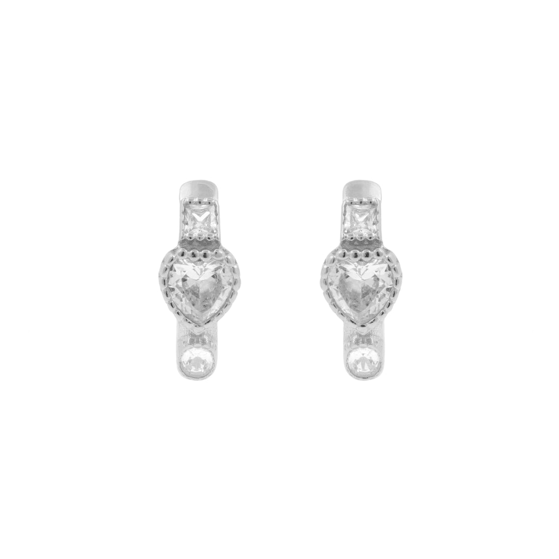 925 Zilver Oorringen - Zirkonia Hartje Zilver