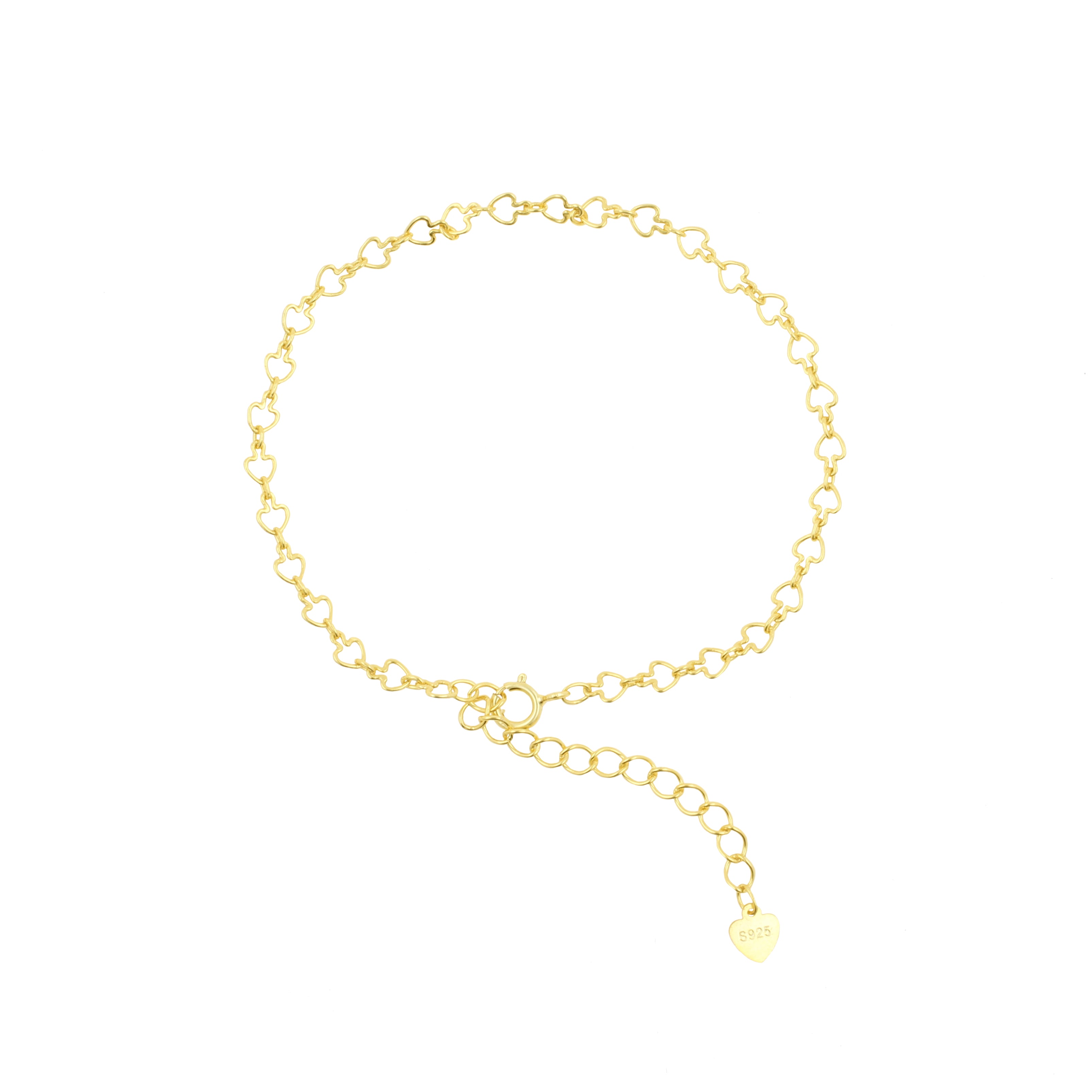 925 Zilver Armband Met Hartvormige Schakeltjes Goud