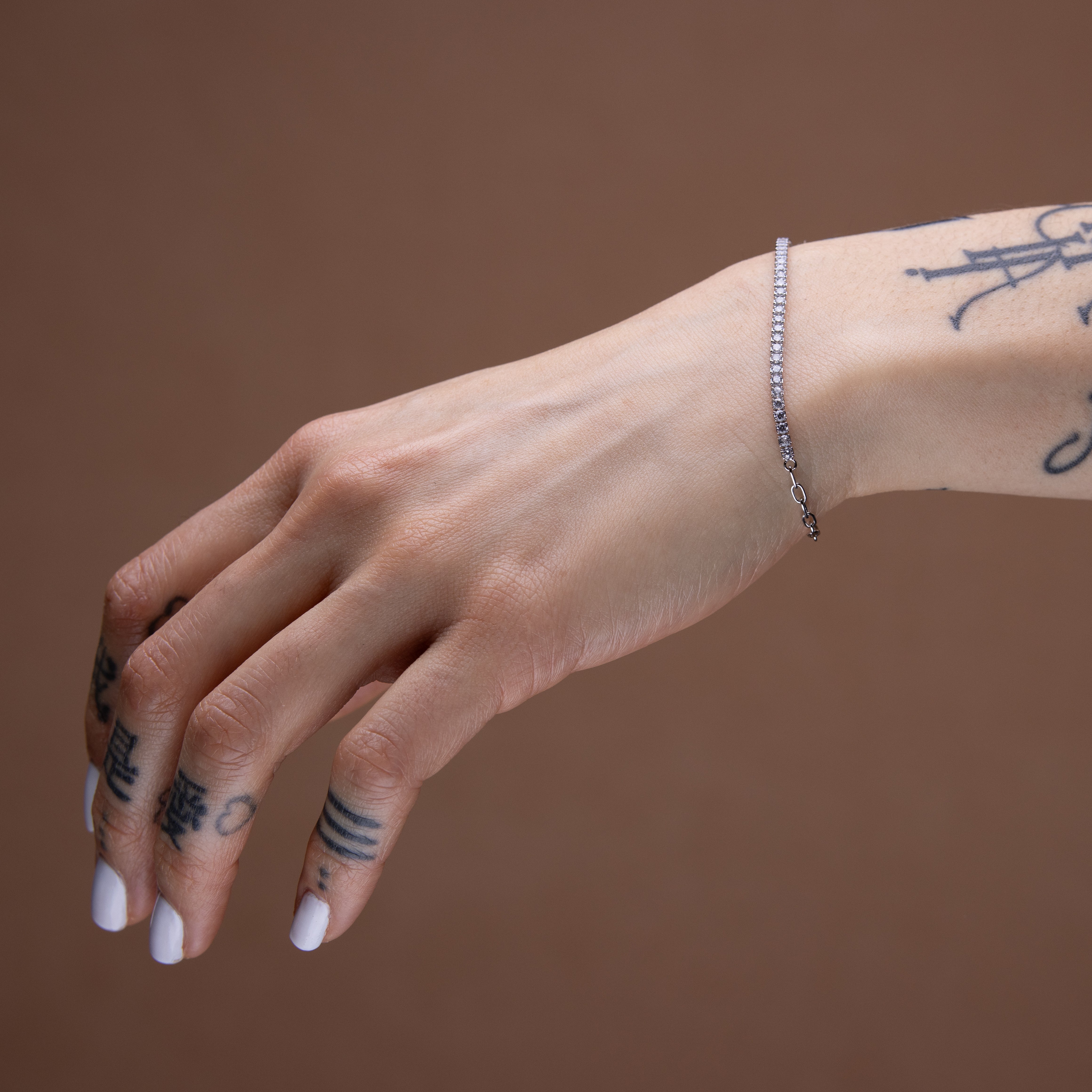 925 Zilver Armband Met Vierkante Zirkonia Steentjes Zilver