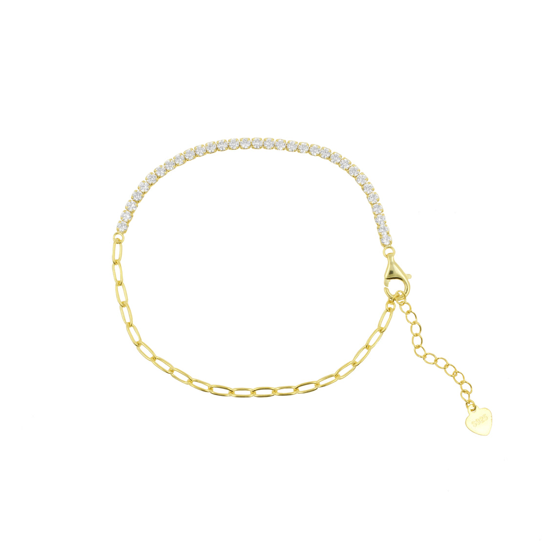 925 Silver Bracelet With Square Zirconia Gems Gold