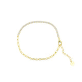 925 Silberarmband mit quadratischen Zirkonia-Steinen Gold