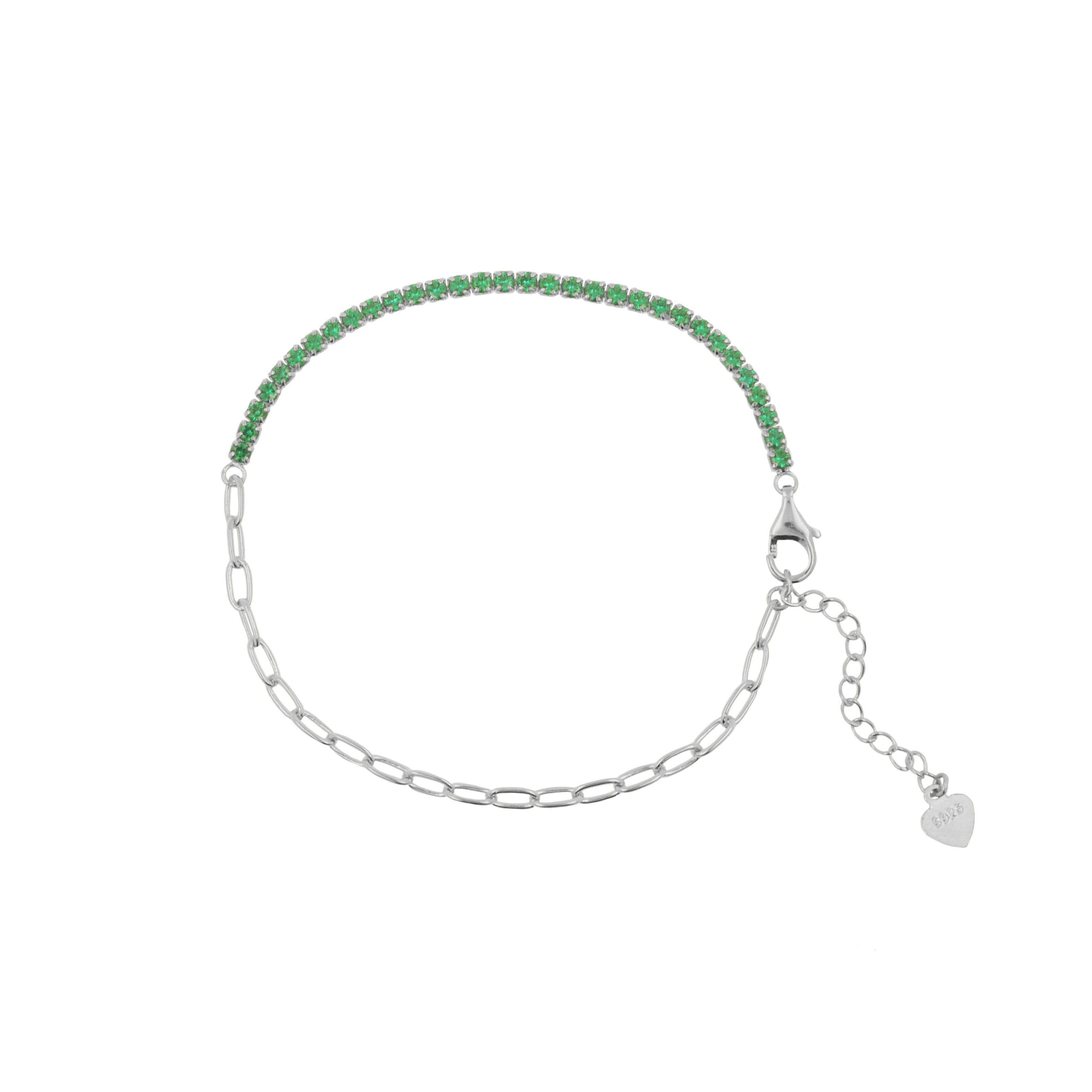 925 Zilver Armband Met Vierkante Zirkonia Steentjes Zilver