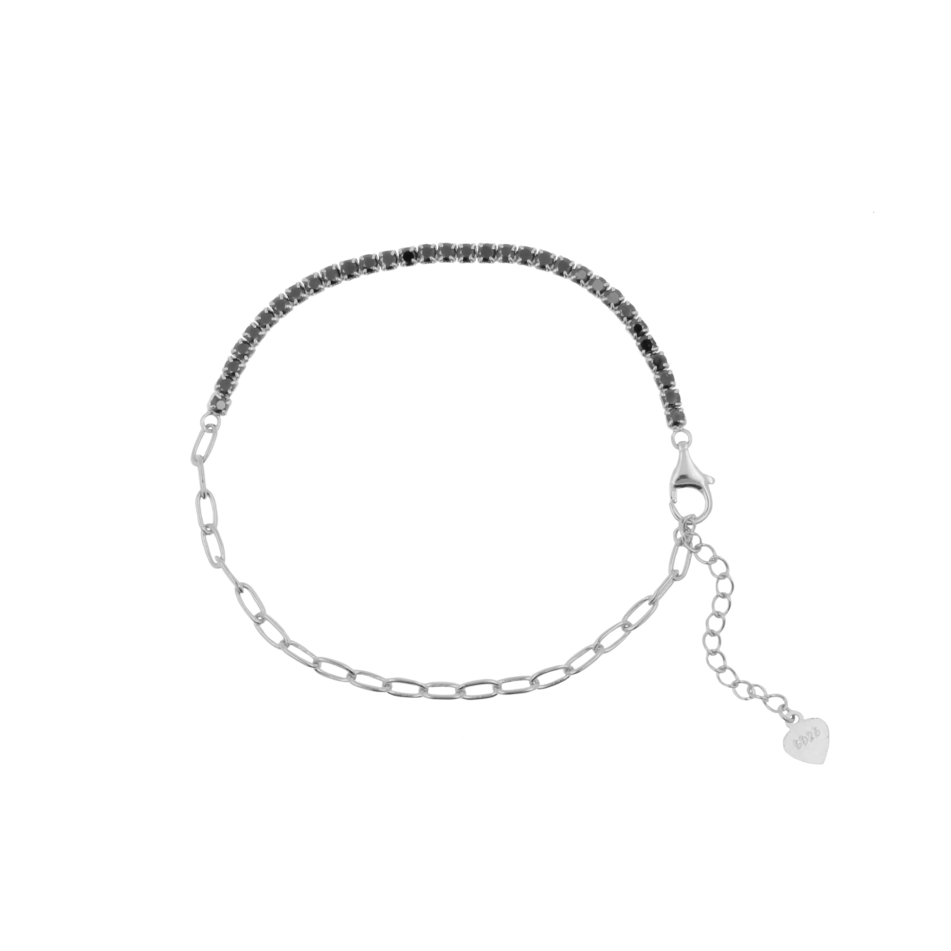 925 Zilver Armband Met Vierkante Zirkonia Steentjes Zilver