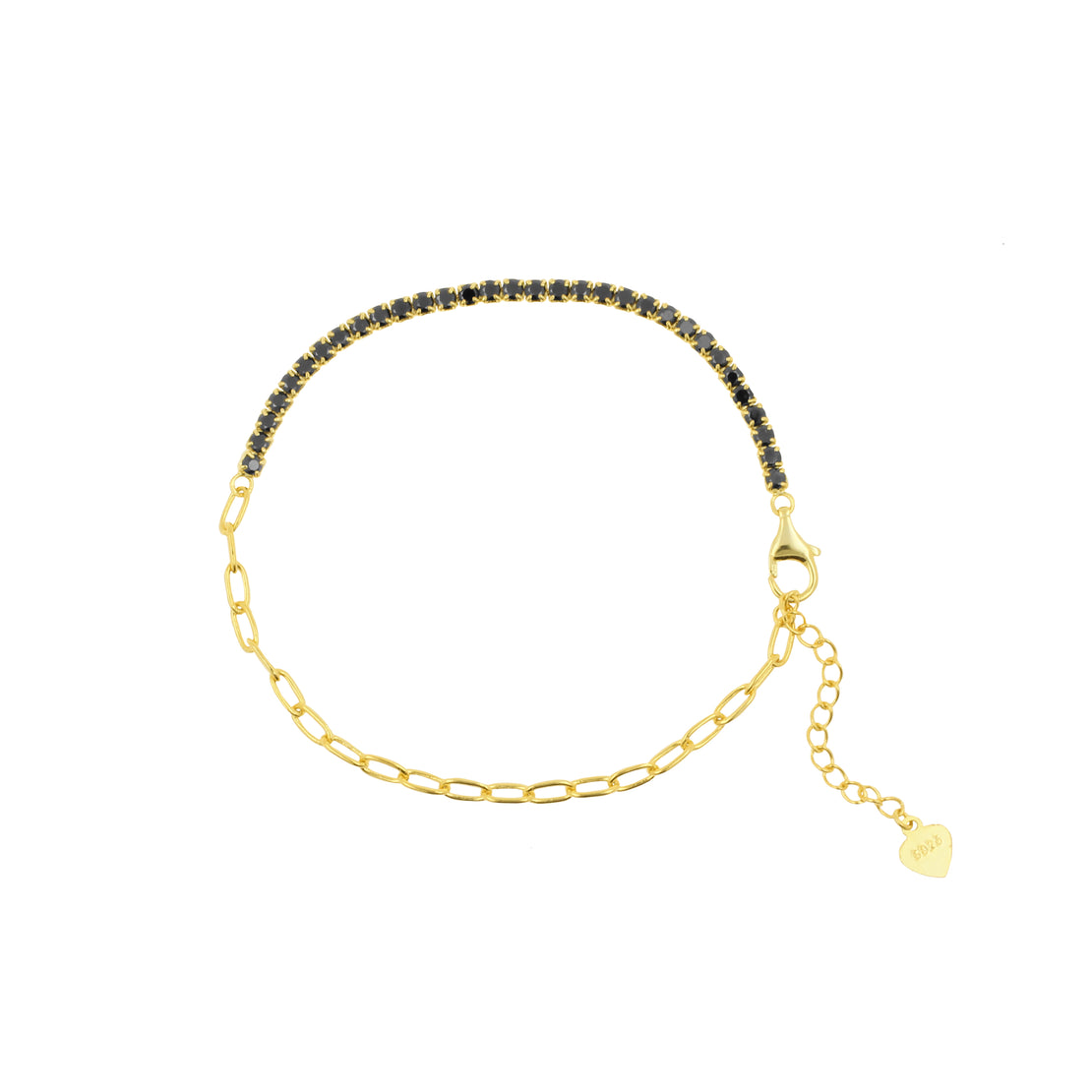925 Zilver Armband Met Vierkante Zirkonia Steentjes Goud