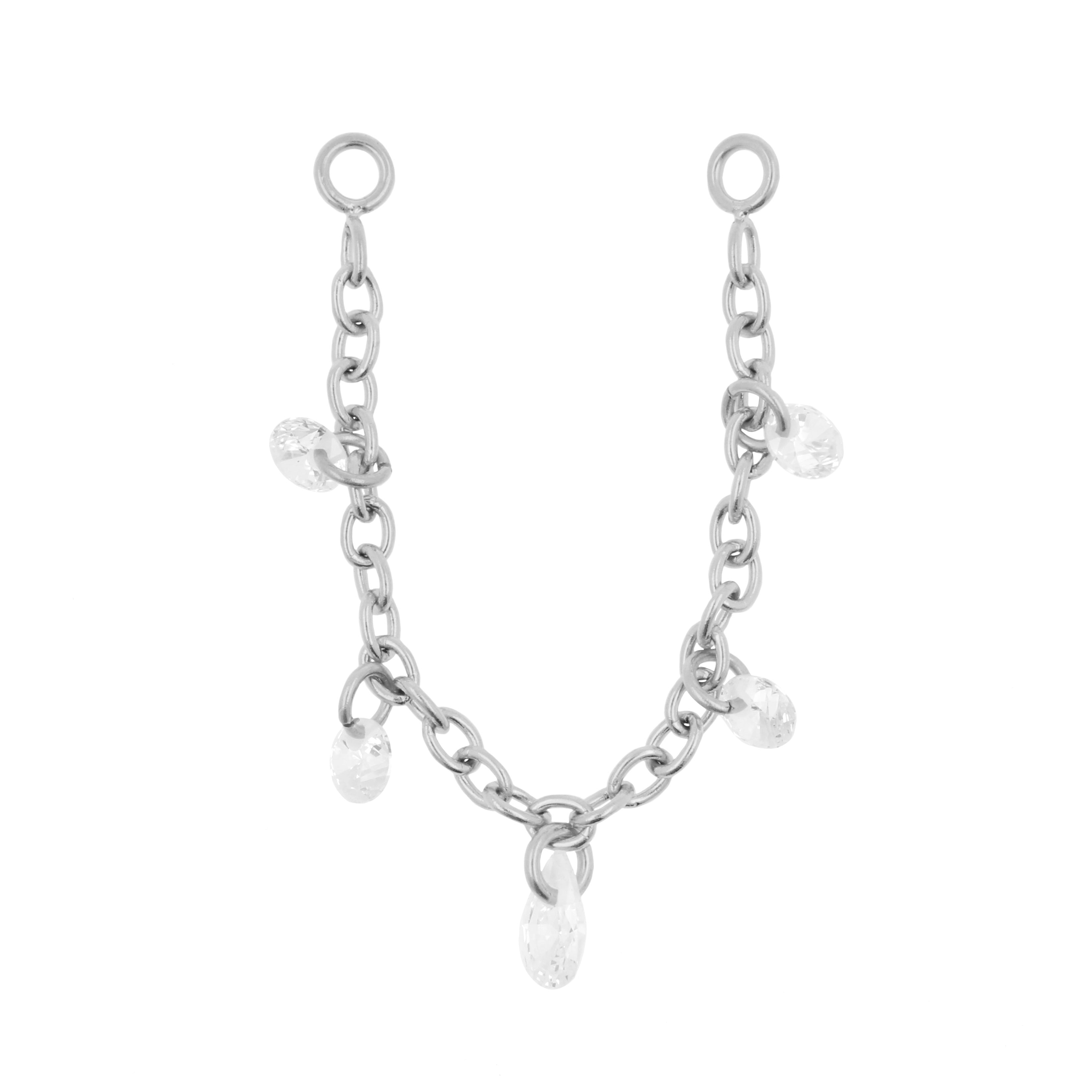 Chirurgisch Staal Piercing Kettinkje Met Hangende Zirkonia Zilver