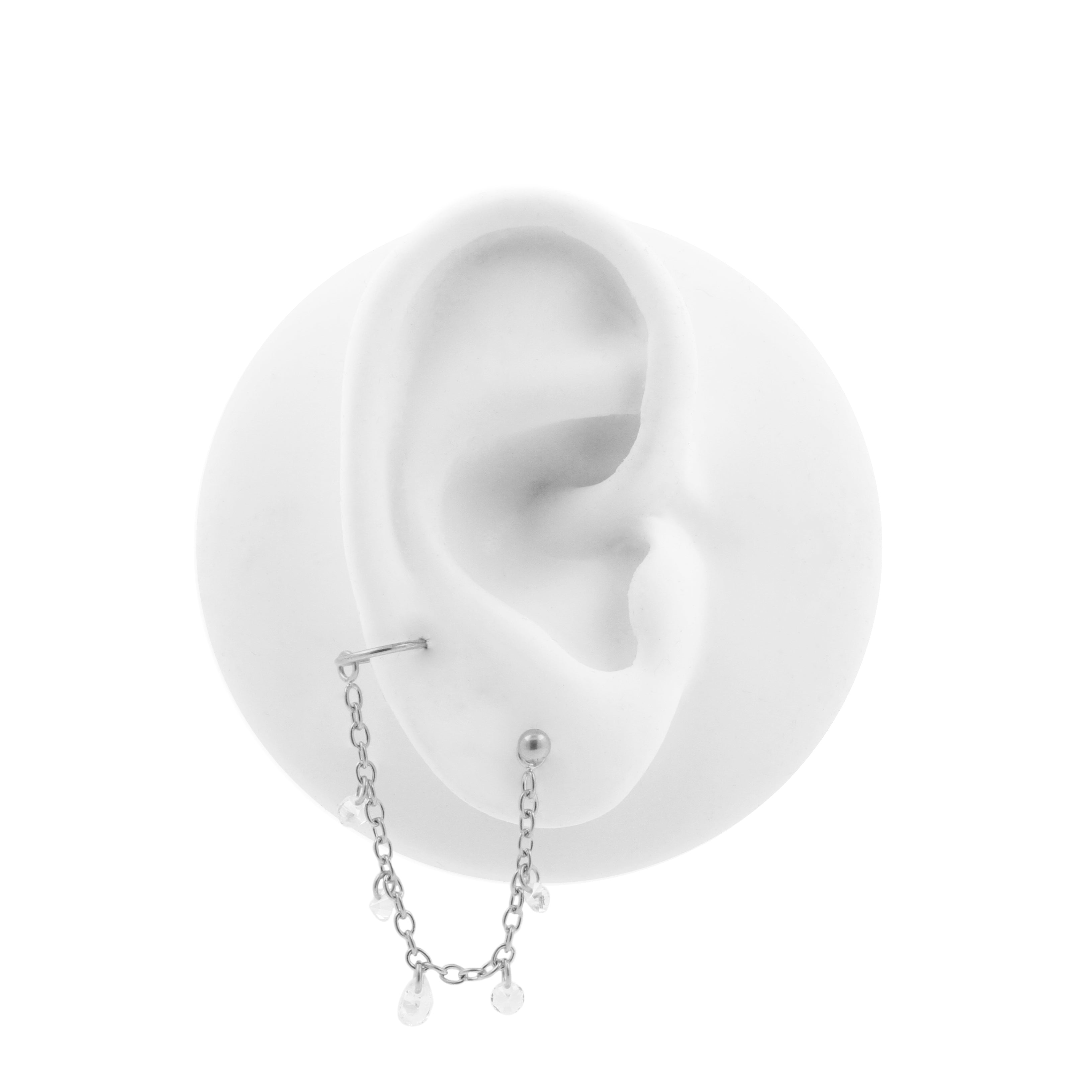 Chirurgisch Staal Piercing Kettinkje Met Hangende Zirkonia Zilver