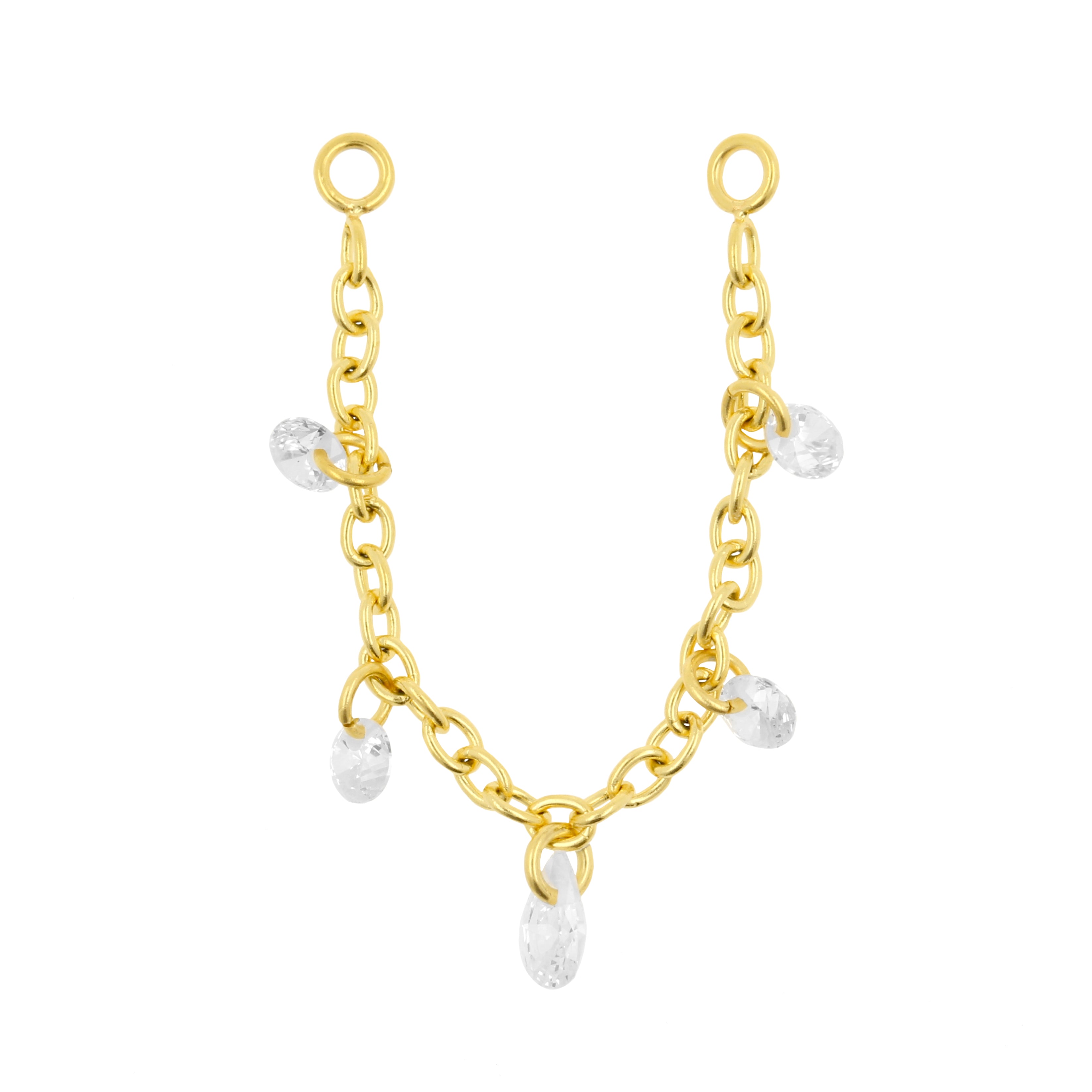 Chirurgisch Staal Piercing Kettinkje Met Hangende Zirkonia Goud