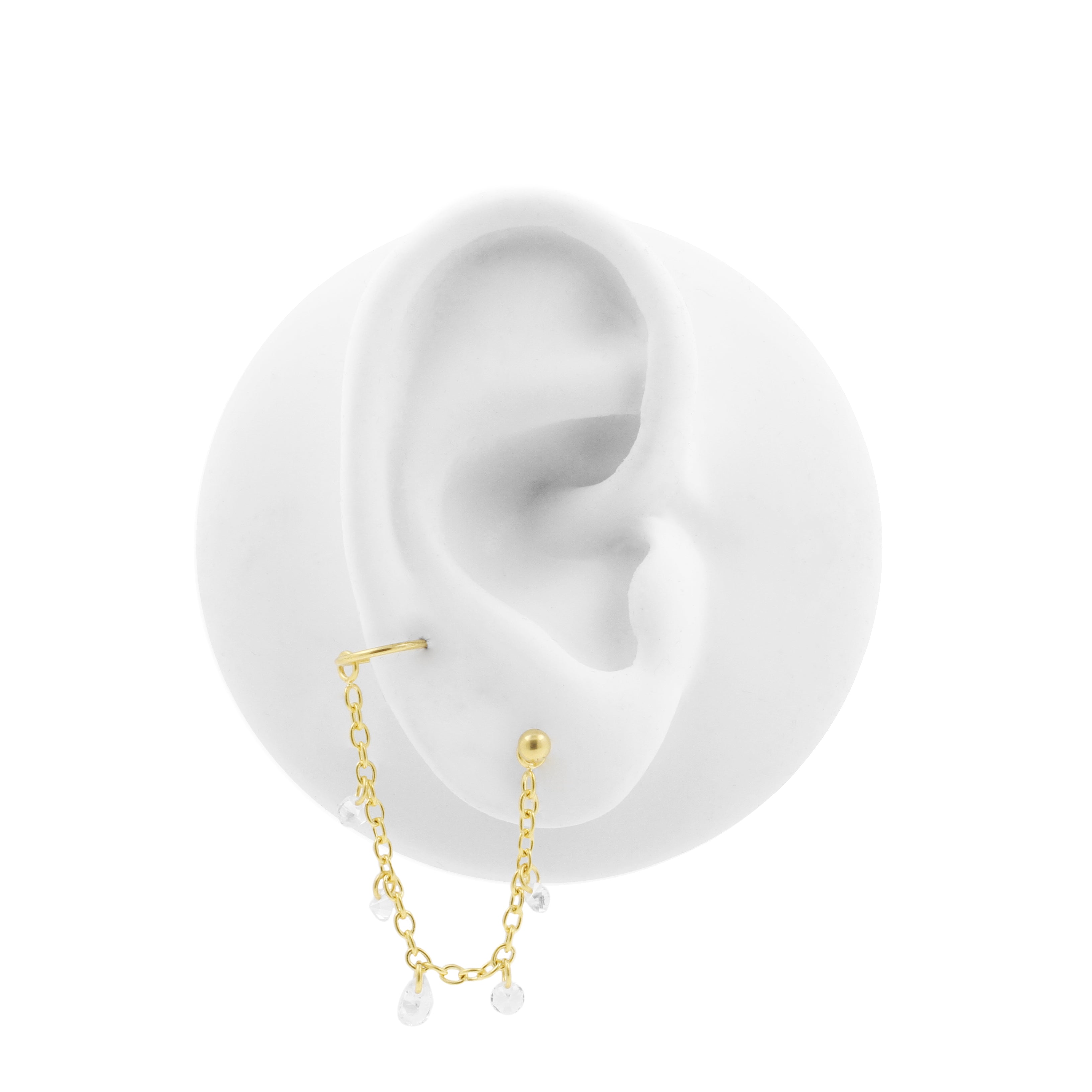 Chirurgisch Staal Piercing Kettinkje Met Hangende Zirkonia Goud