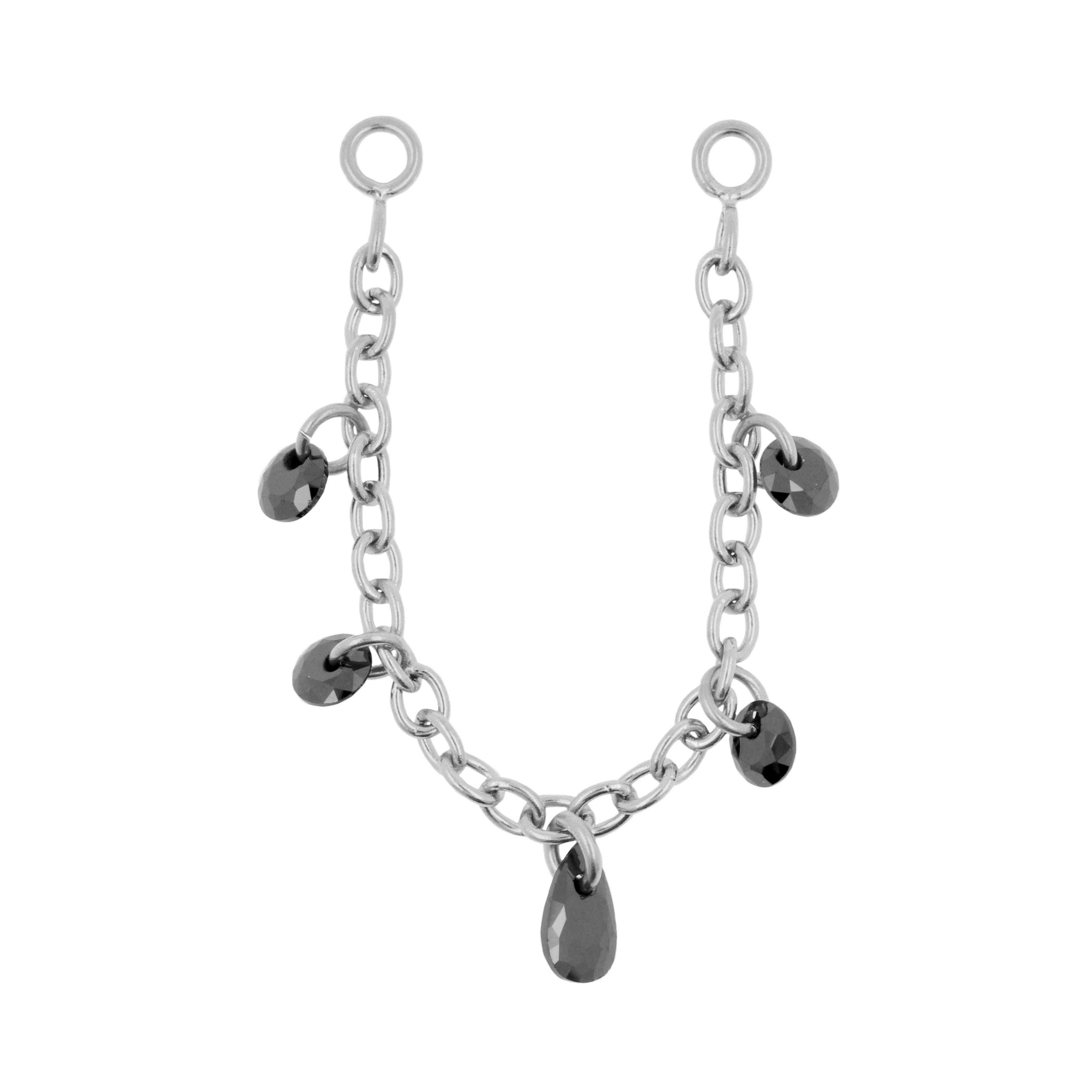 Chirurgisch Staal Piercing Kettinkje Met Hangende Zirkonia Zilver