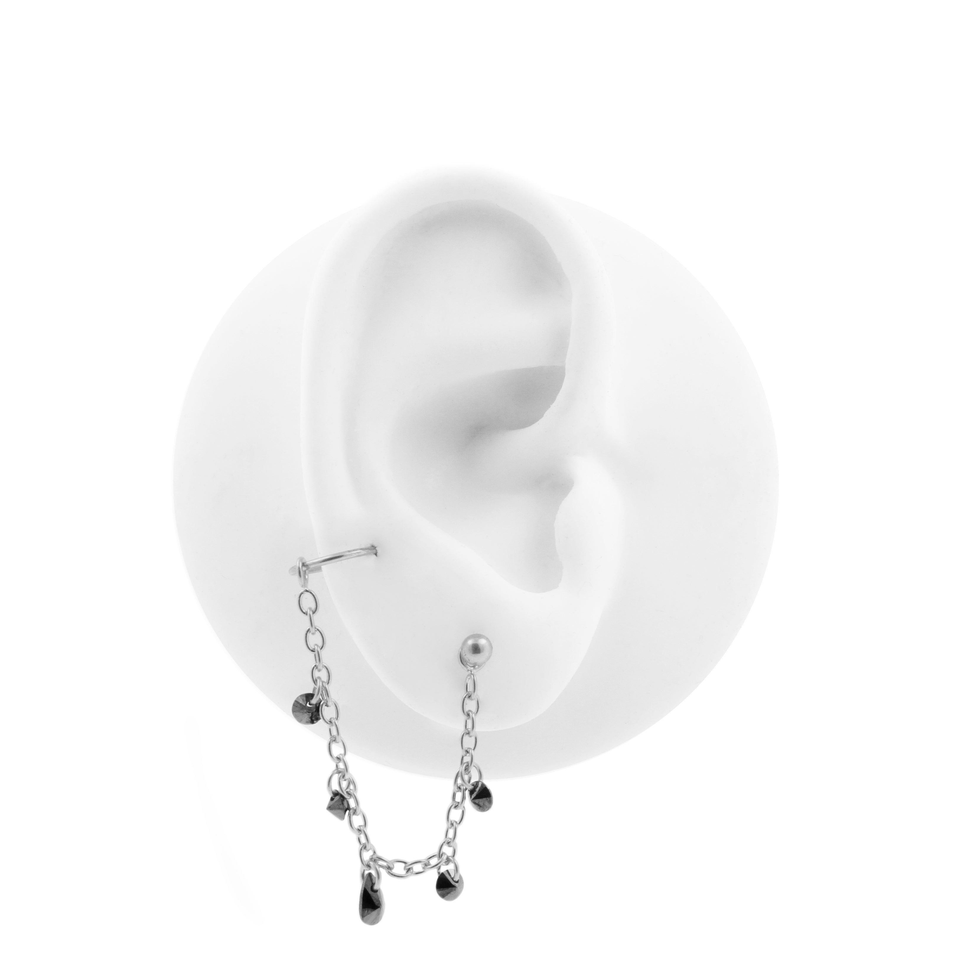 Chirurgisch Staal Piercing Kettinkje Met Hangende Zirkonia Zilver