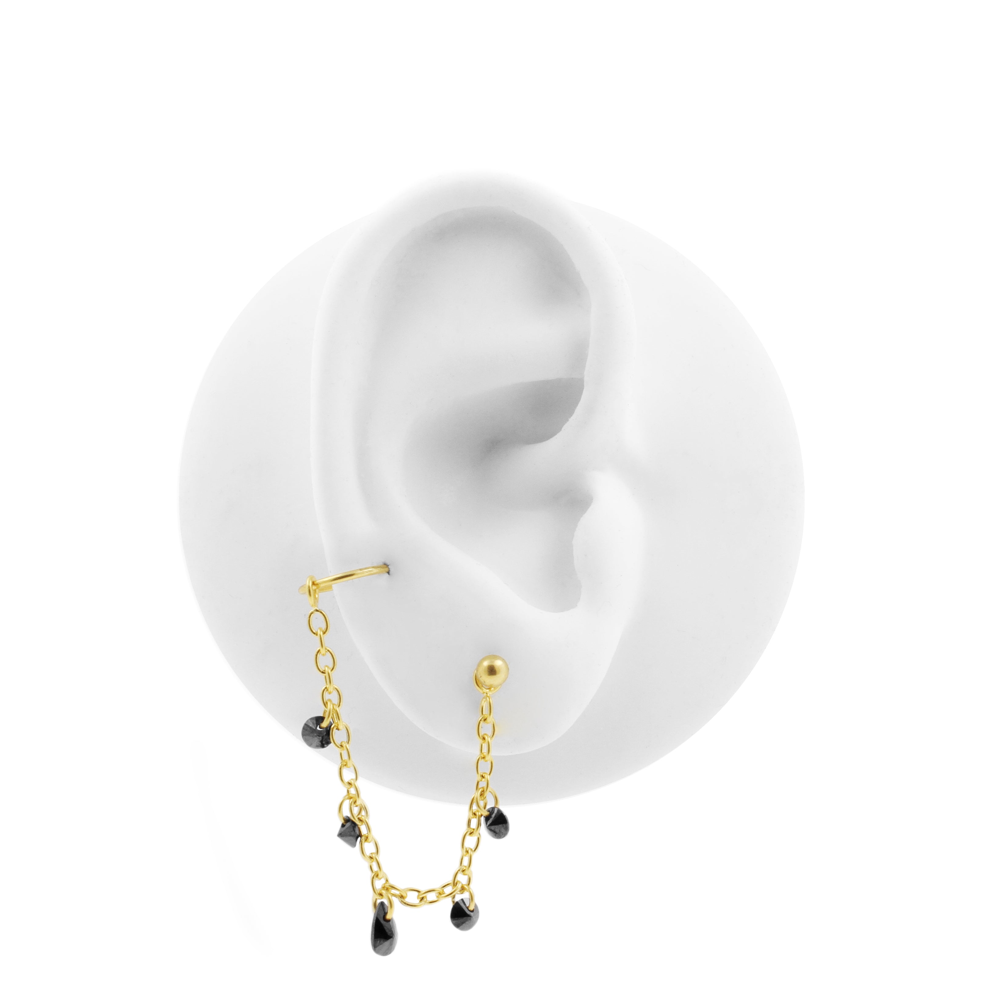Chirurgisch Staal Piercing Kettinkje Met Hangende Zirkonia Goud