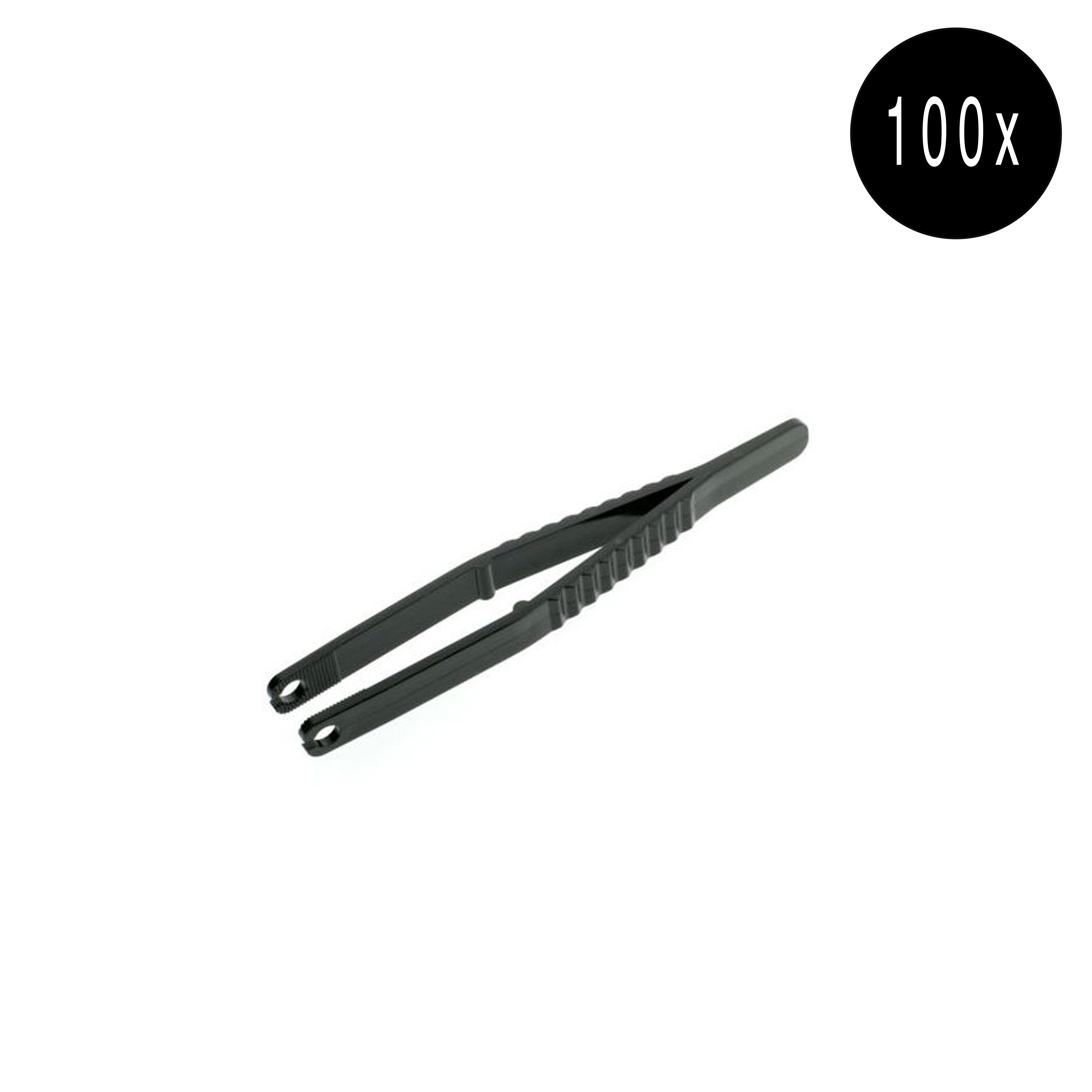 Kunststof Omdoos - Steriel Verpakte Piercing Forceps Rond - 100 stuks Zwart